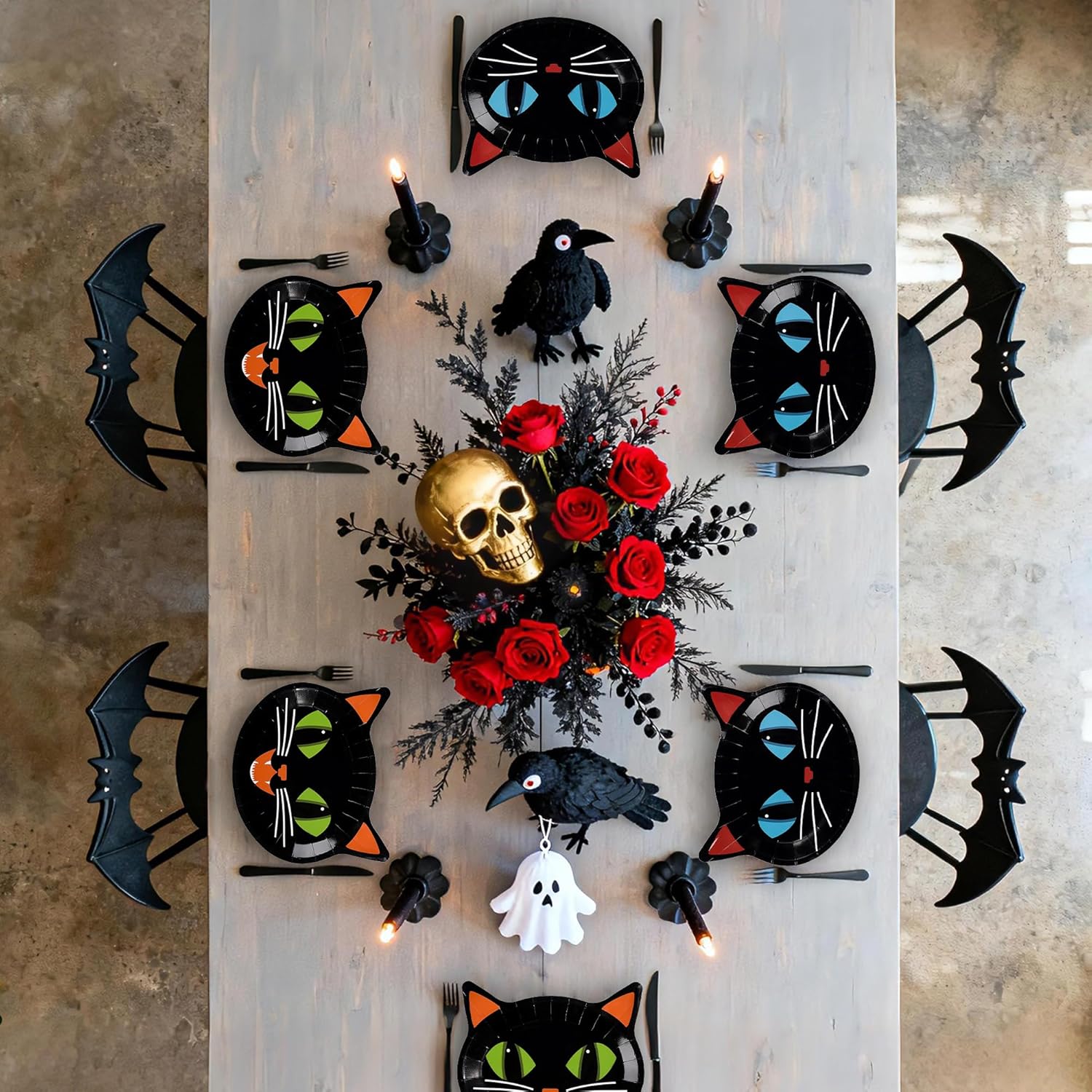 100Pcs Black Cat Birthday Paper Plates 9 Inch Heavy Duty Black Cat Party Plates Kitty Cats Birthday Dessert Plate Cute Cats Paper Trays for Girls Boys Pet Lover Halloween Party Decorations Supplies