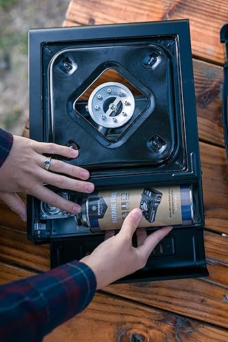 Miniatura 6 de Stansport Estufa portátil de butano para exteriores, negro, 13.38 pulgadas de largo x 10.82 pulgadas de ancho x 4.33 pulgadas de alto