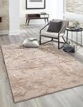 La Dole Rugs Abstract Gold Beige Premium Area Rug 6x9 pour salon Salle à manger Chambre à coucher , Non-Écart Douce Pilège moyen , Jute Backing , Fabriqué en Turquie 6'7" x 9'2" (200x280cm)