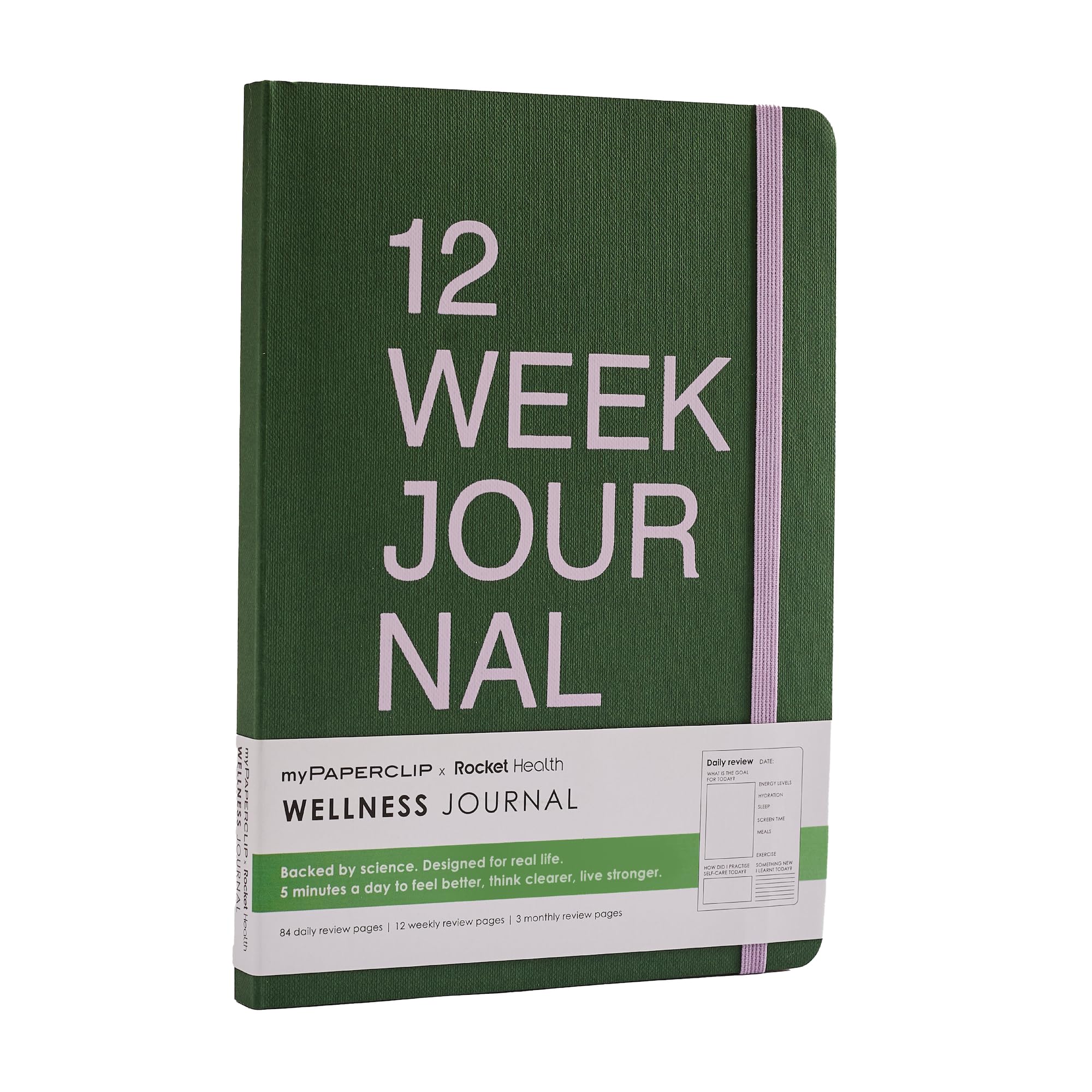 myPAPERCLIP 12 Weeks Wellness Journal | A5 Size, 210 Pages, 80 GSM | 84 Daily, 12 Weekly, 3 Monthly Review Pages | Wellness Log, Mindful Habits, Reflection (Green)-image-39