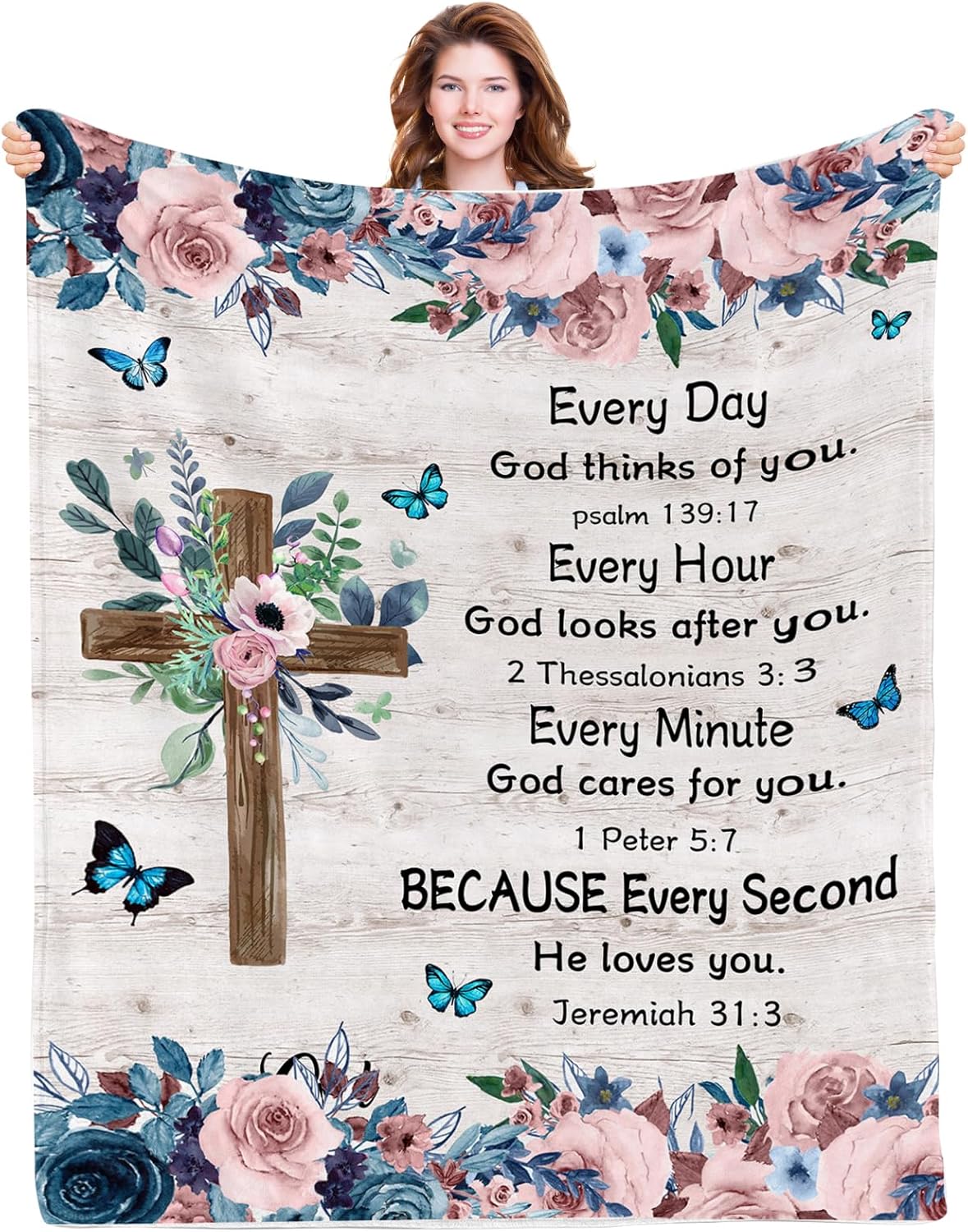 Christian Blanket Gifts for Women, Spiritual Gifts for Women, Prayer Blanket, Bible Gifts for Woman, Baptism Gifts, Catholic Present on Birthday Gifts for Christmas Thanksgiving 50X60in