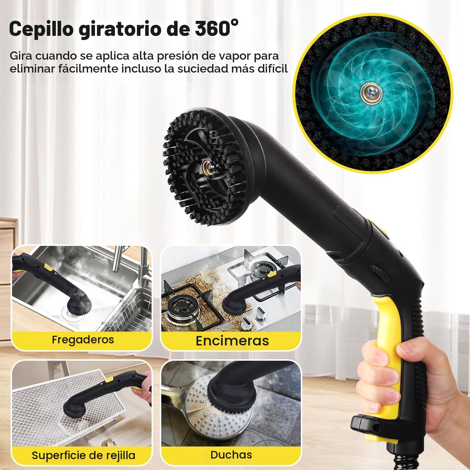 TVD Limpiador de vapor, limpiador de tejidos, con un cable de alimentación extralargo de 5 metros. Adecuado para hornos, alfombras, sofás, baños, superficies de tela y mucho más.