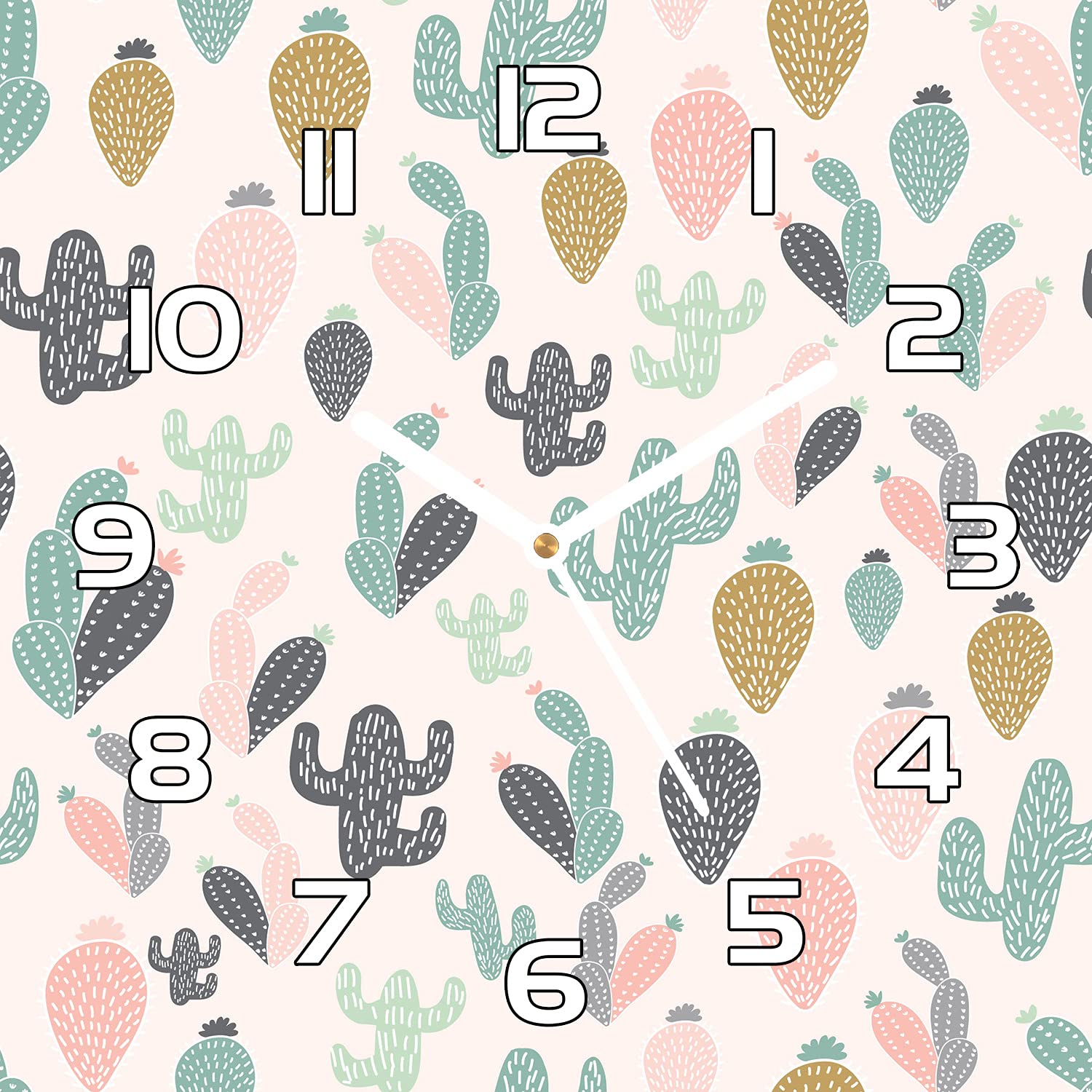 Horloge en verre 30x30 cm Cactus pendule murale moderne salon