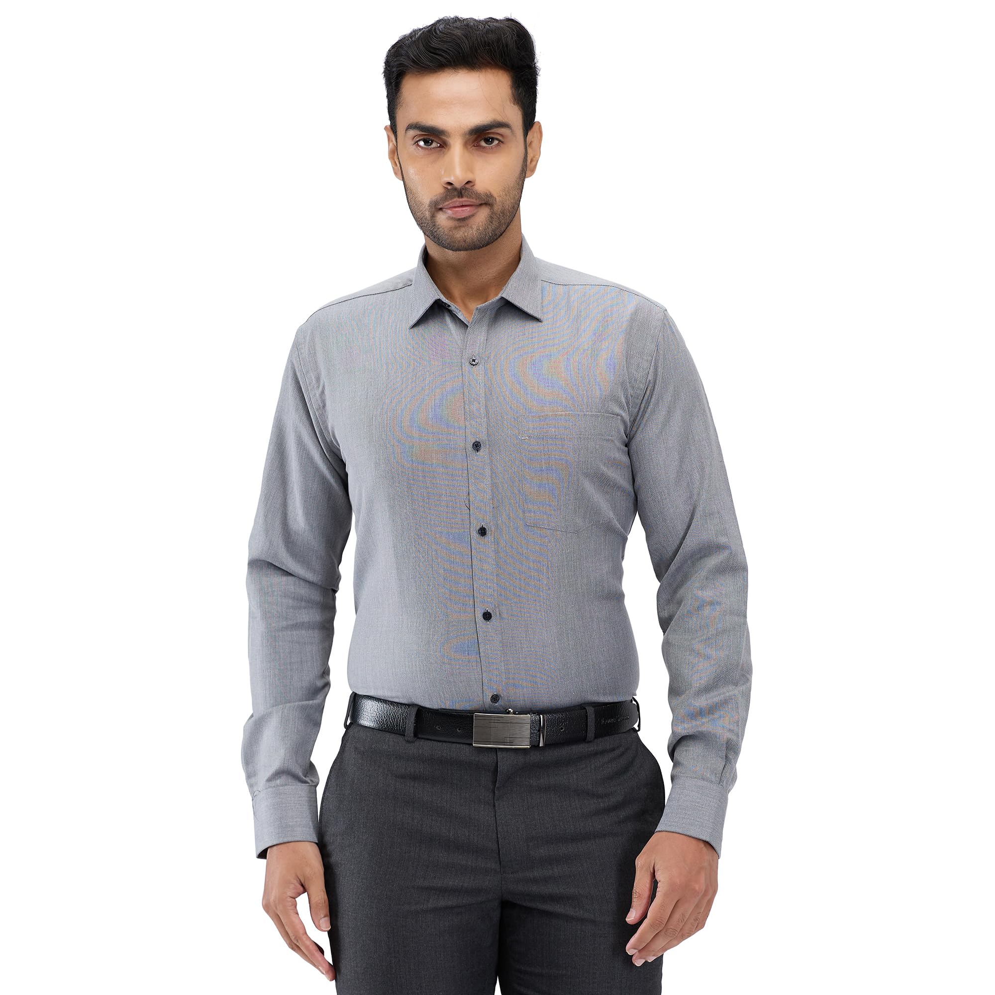 park avenue Men's Slim Fit Structure Pattern Cotton Blend Semi Cutaway Collar Full Sleeve Formal Shirt-picture-40