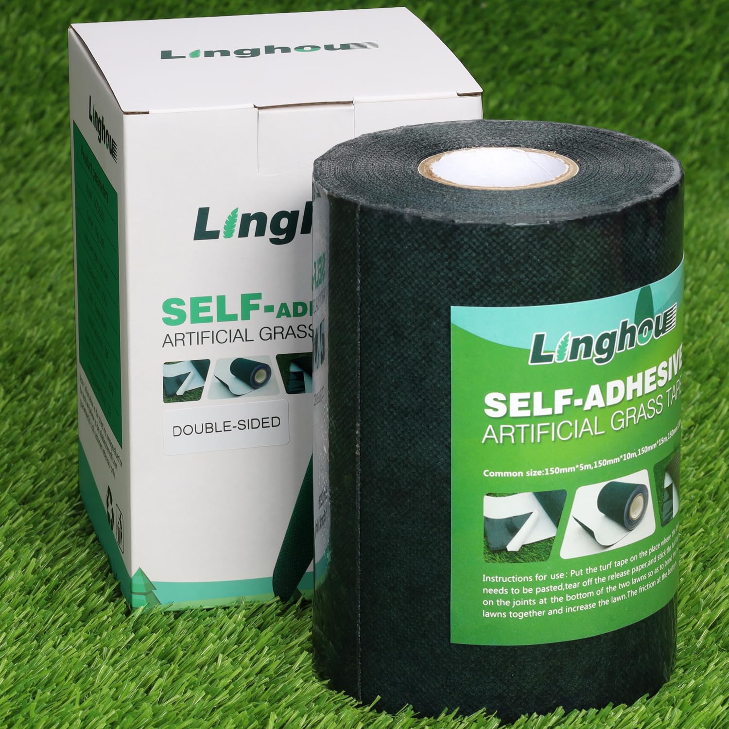 Double-Sided Artificial Grass Tape (6inx16ft), Self Adhesive Artificial Grass Seaming Tape, Indoor Outdoor Carpet Tape for Concrete, Tape for Jointing Fixing Fake Green Lawn, Synthetic Turf Rug-image-36