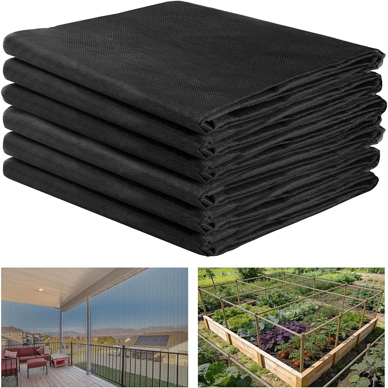 Mosquitera para jardín de nanocompuesto de PP resistente de 10 x 50 pies, color negro | Vista clara, malla ultrafina, resistente al desgarro, barrera contra plagas de insectos y pájaros, protección para Patio/balcón/porche/camas elevadas/árboles