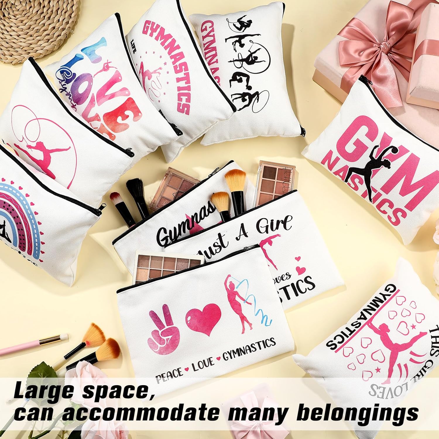 Kacctyen 30 Pcs Gymnastics Makeup Bag Inspirational Gymnastics Lover Gifts for Women Gymnast Cosmetic Bag Gymnast Stuff for Women Girls Coach Friend Coworker Birthday Party Favors