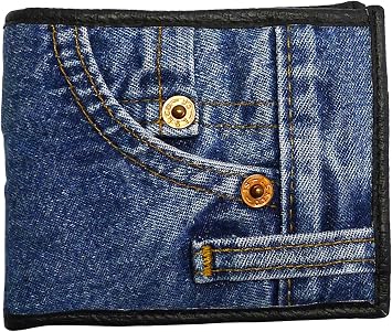 Unisex Blue Denim Small Billfold Purse Wallet