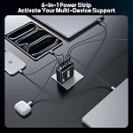 200W USB C Charger Block, GaN Super Fast Charger Type C iPhone 17 16 Fast Charging 6 Port Foldable PD Charging Station for All iPhone/Android Phone Samsung Galaxy S25/S24/MacBook iPad