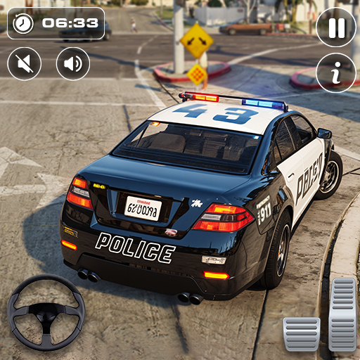 echter Polizeiauto-Verfolgungssimulator in der Stadt