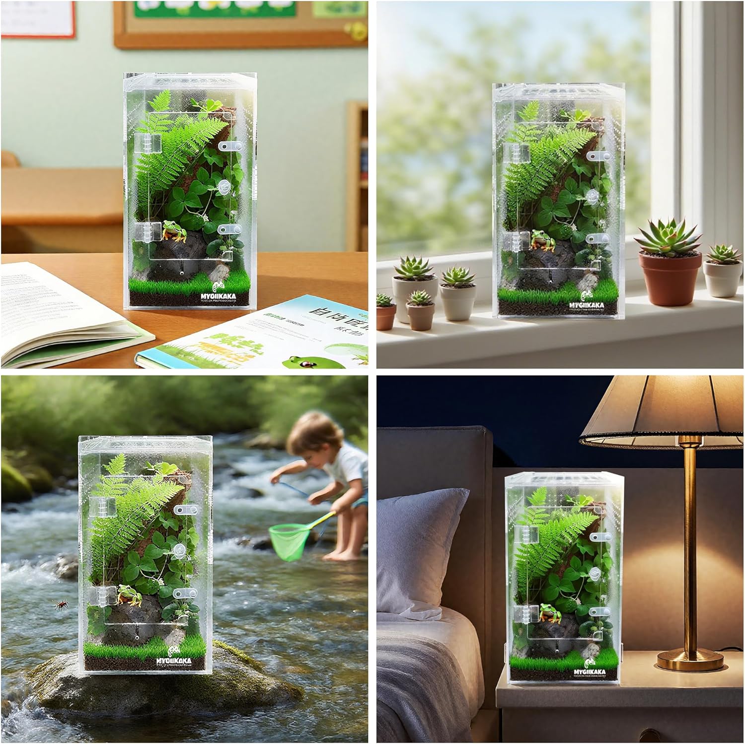 MYGIIKAKA Jumping Spider Enclosure Accessories, Tarantula Spider Box, Bug Cage, Praying Mantis Habitat Enclosure, Snail Insect Terrarium, Caterpillar Habitat (6x6x12 inch)