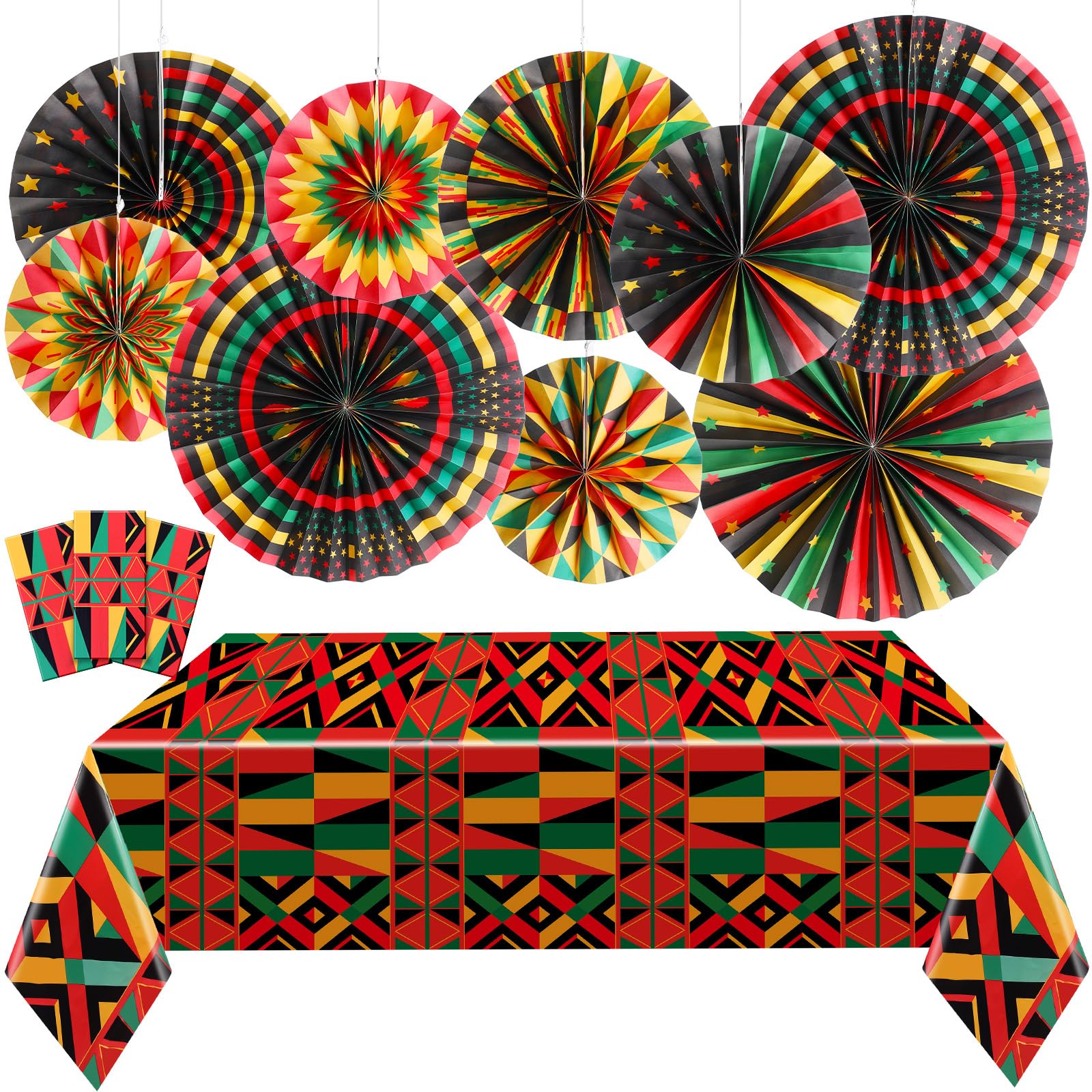 Kit Juneteenth avec nappe de fête et éventails Kente - 7