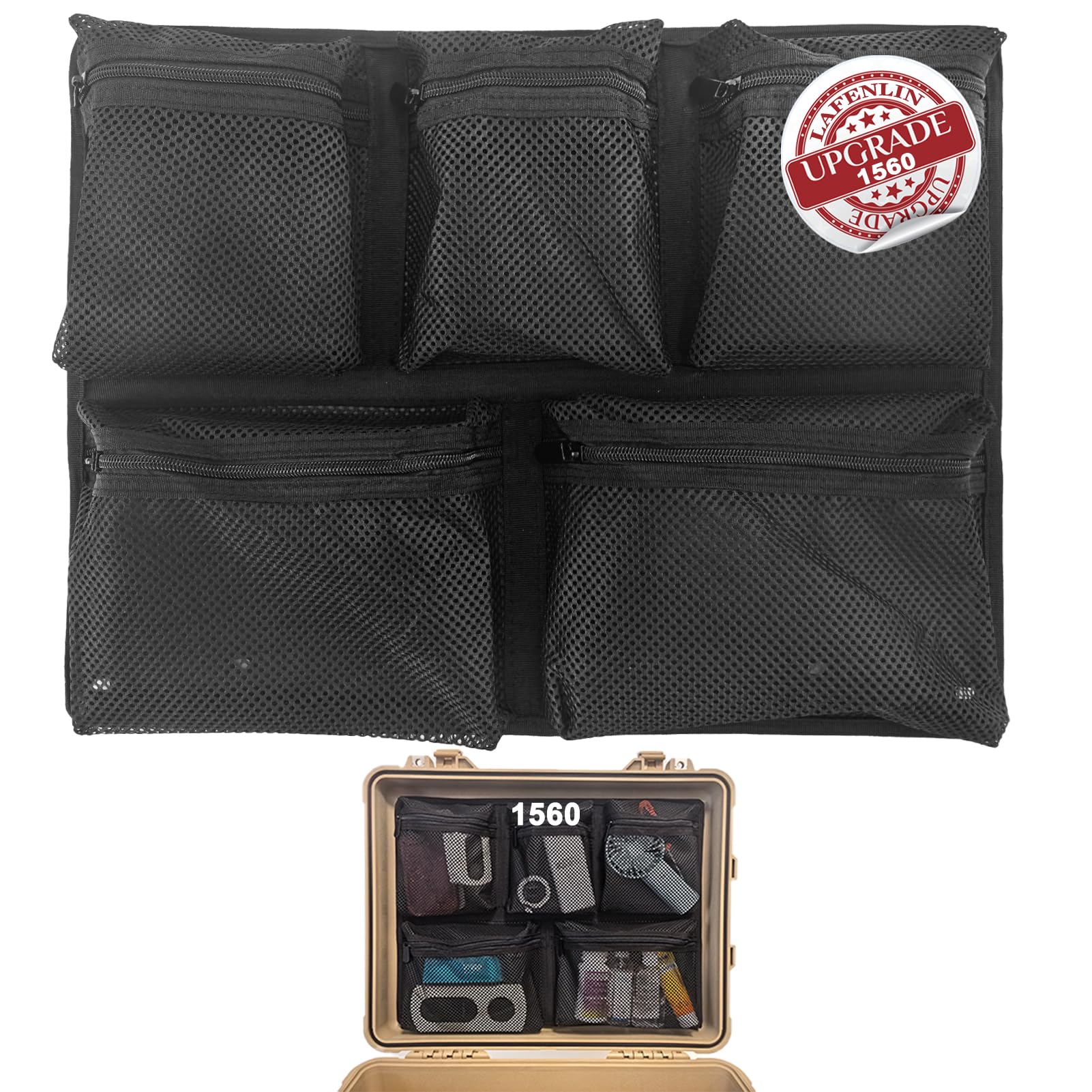 LAFENLIN Lid Organizer for Pelican 1560 Case, Hook &amp; Loop (Screws Inc.)