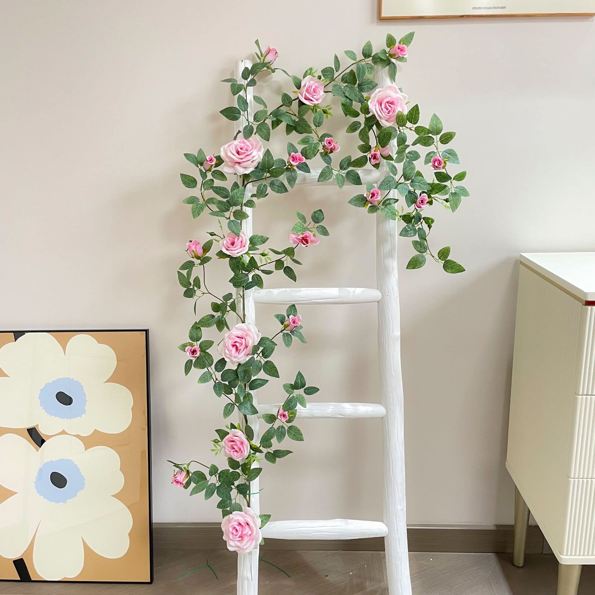 80 cm duża sztuczna róża girlanda wiązka wiszących sztucznych liści sztuczne kwiaty na ścianę ślubną do domu (kolor: E, rozmiar: 1 szt.)