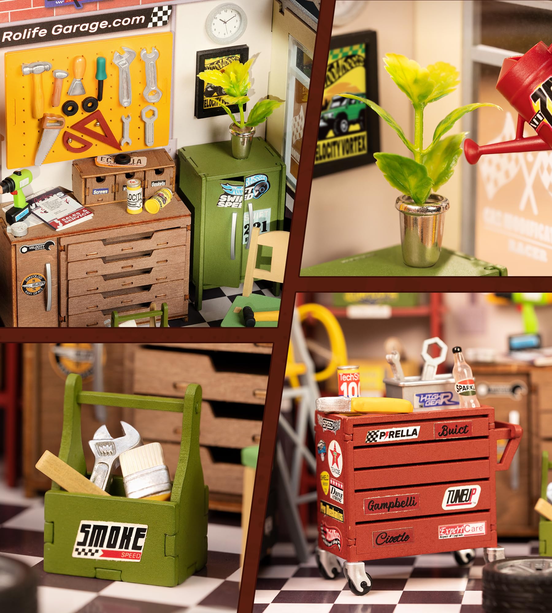 Rolife Maison de Poupées avec Meubles Garage Miniature Maison en Bois Kits de modèles Jouets Cadeau de Noël pour Garçons(DG165 Garage House)