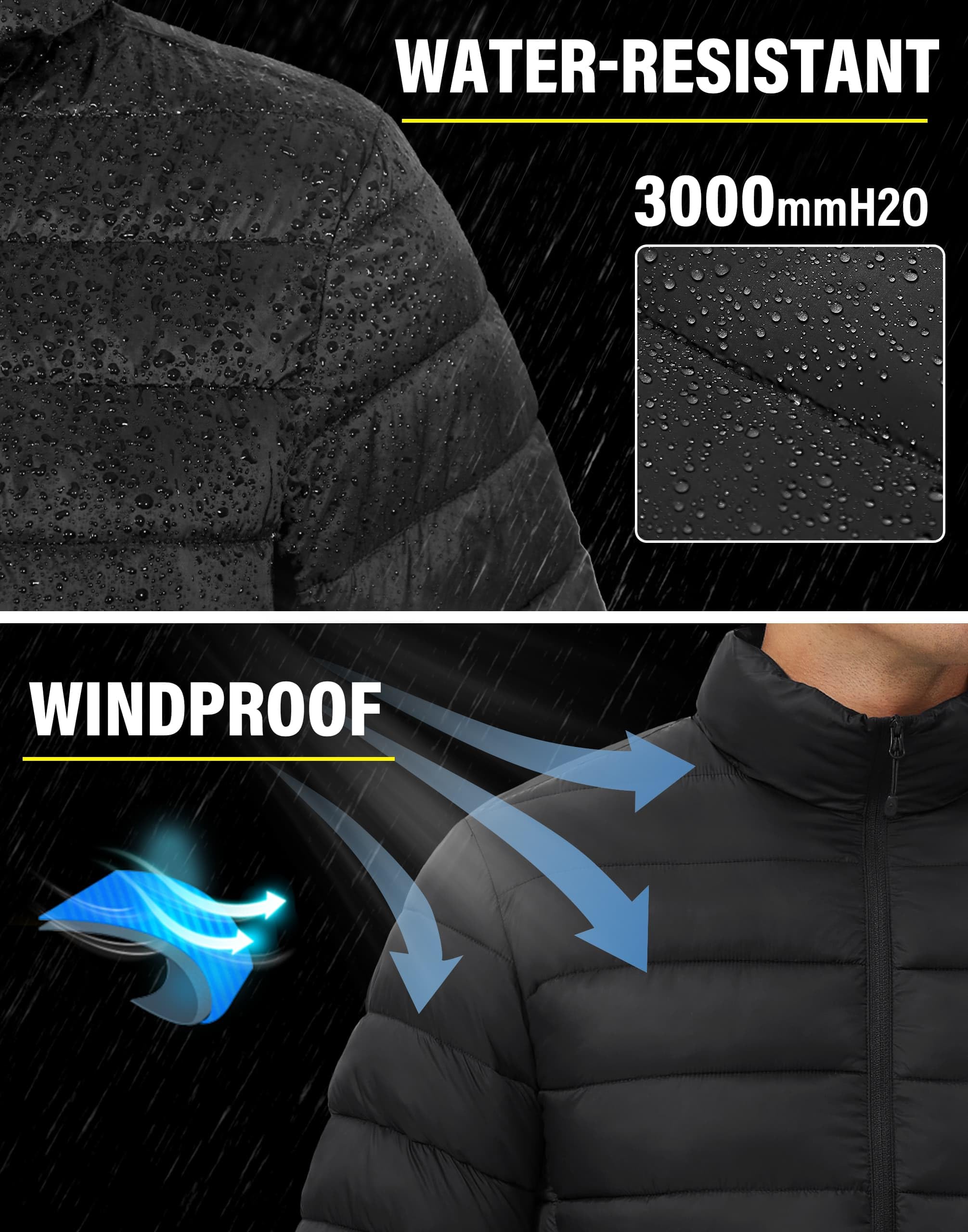 Pioneer Camp Piumino da uomo leggero, ripiegabile, invernale, isolato, idrorepellente, caldo, trapuntato, da viaggio