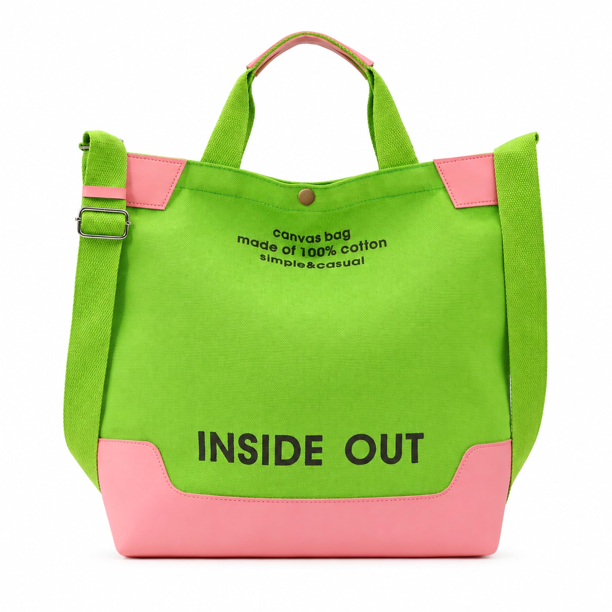 Canvas Tote Bag For Women inside out bag Crossbody Handbag with Adjustable Strap and Coin Purse for Work,Travel,Grocery