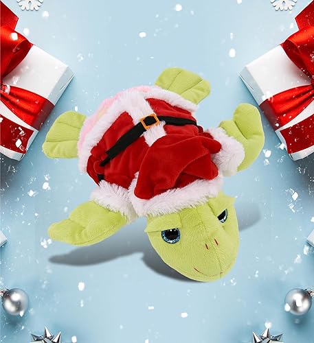 Miniatura 5 de DolliBu Peluche de tortuga marina verde arcoíris de Papá Noel, disfraz de animal salvaje con traje de Papá Noel rojo, regalo de vida silvestre,