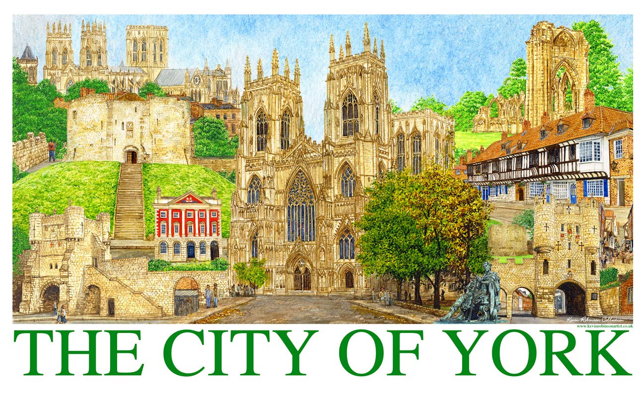 Kevin Robinson Collection York Montage Cotton Tea Towel