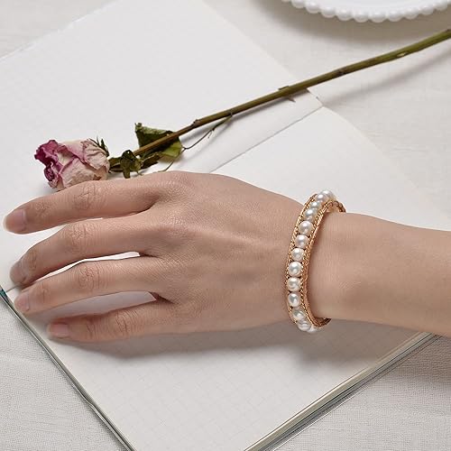 Miniatura 3 de Handmade Pearl Beads Wrap Bracelet for Women,Adjustable Black Freshwater Pearl Bracelet for Women Girls Jewelry Gift