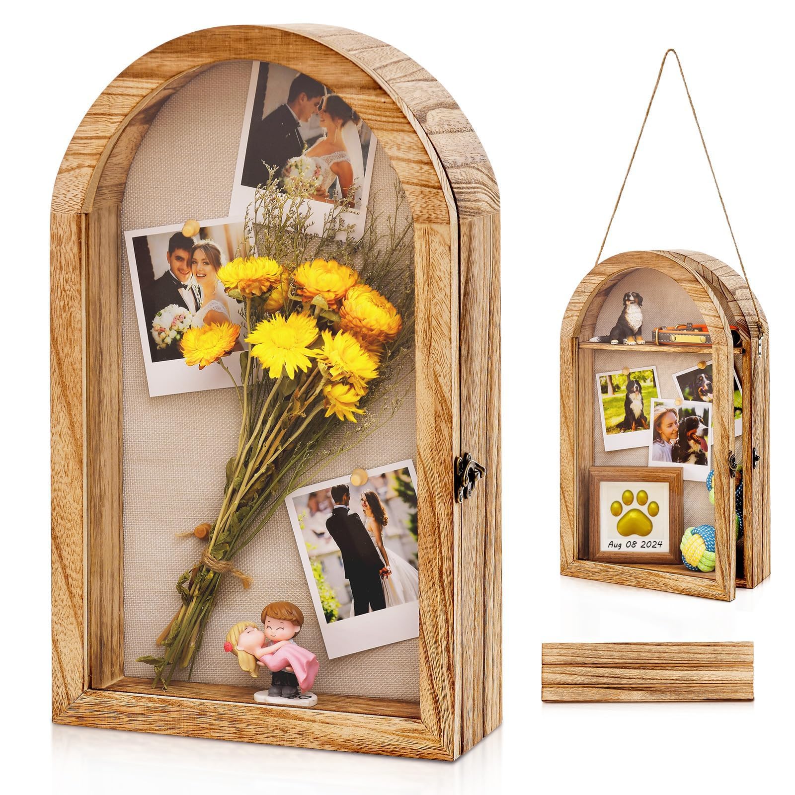Jazuaiao Protective Wooden Display Case for Personalizing Gift Features High Gloss Panel to Protect Cherishes Items Hanging Box