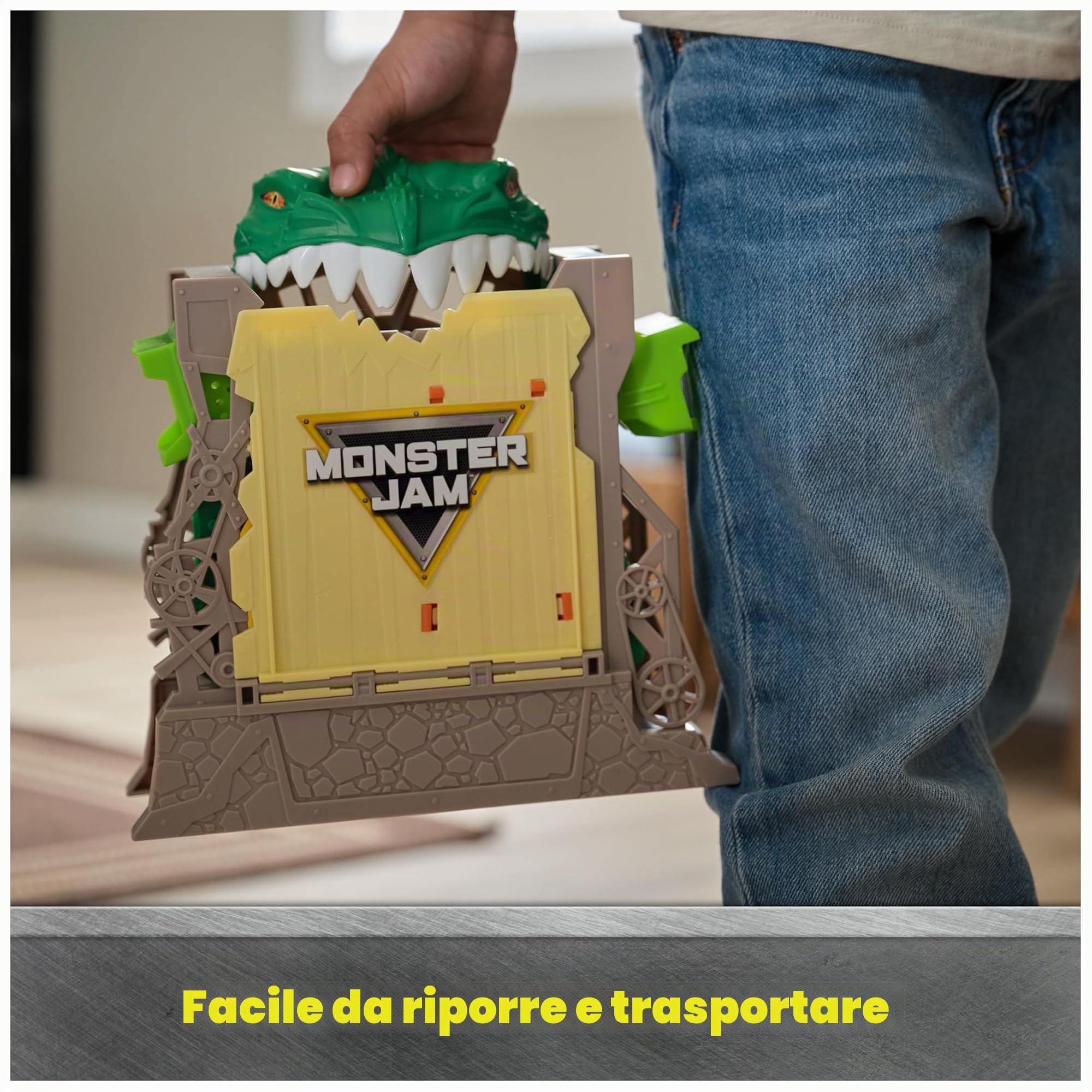 Monster Jam, set di gioco Dragon Dungeon of Doom, Mini Jams, Monster Truck Die-Cast Dragon in scala 1:87, giocattoli per bambini dai 3-4-5-6 anni in su