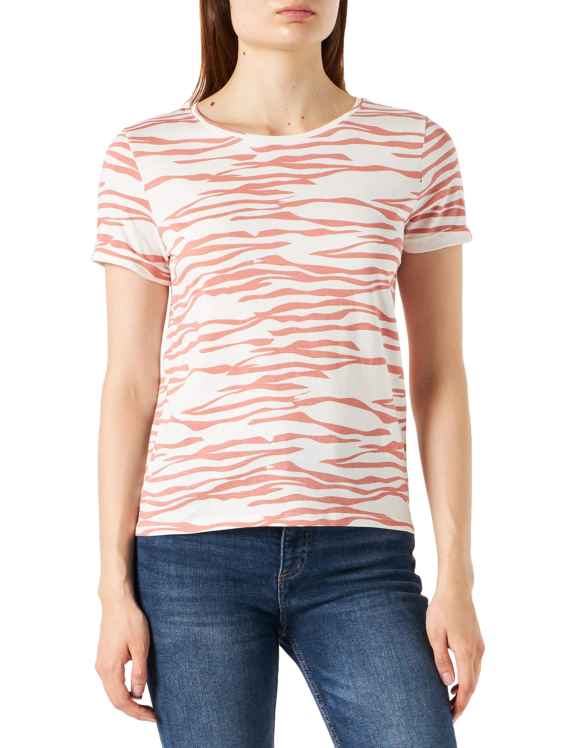 Naf Naf Ozebra Women's T-Shirt, Ecru/Pink, S