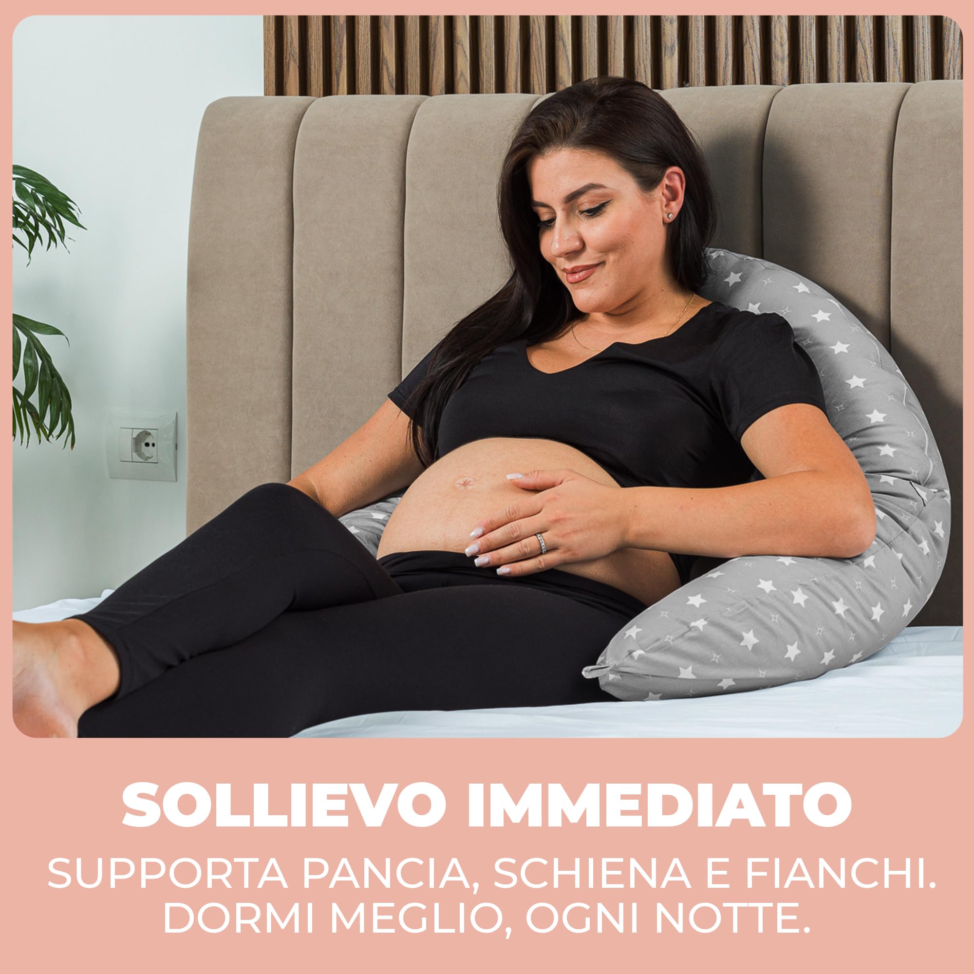 Cuscino Gravidanza e Allattamento per Dormire di Lato per Donne Incinta Idea Regalo per Neo Mamme con Federa in 100% Cotone e Morbido Riempimento Accessorio Full Body Premaman per un Sostegno Ottimale