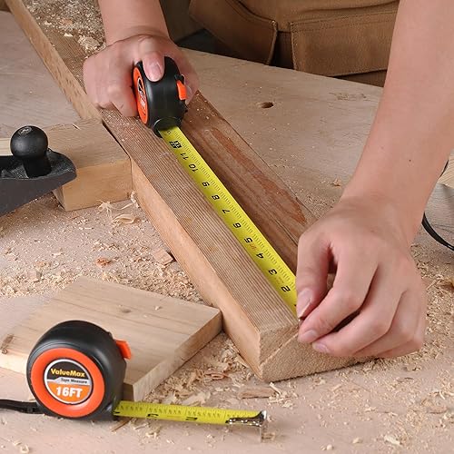 Miniatura 7 de ValueMax Cinta métrica, paquete de 6 cintas métricas retráctiles de 16 pies, cinta métrica de fácil lectura, cinta de medición de bloqueo automático