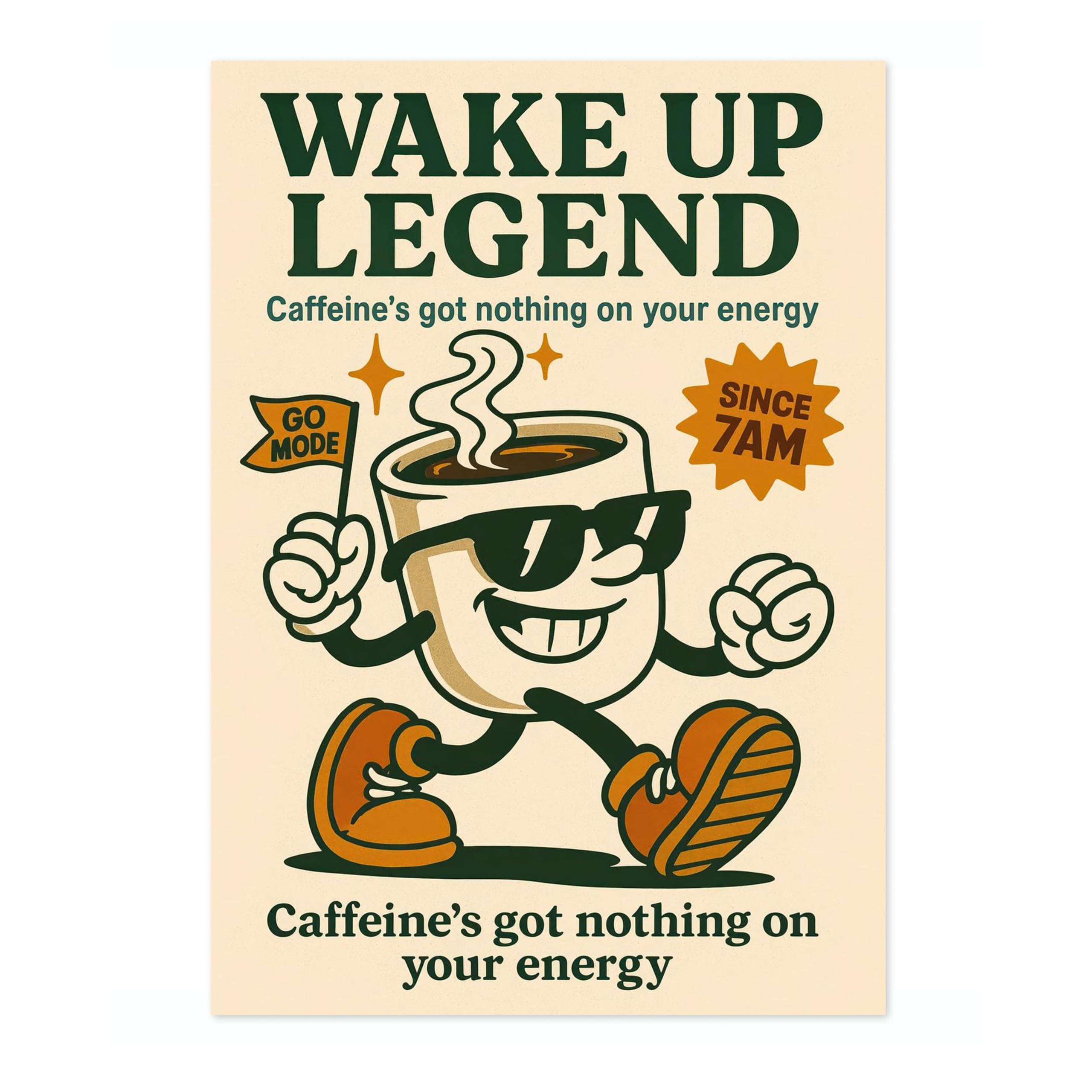 Wake Up Legend Kitchen Wall Art, Modern Food Poster, Cartoon Mascot Prints, Kitchen Typographic Home Decor, 50x70cm (Print Only) - 50x70cm โ image 1