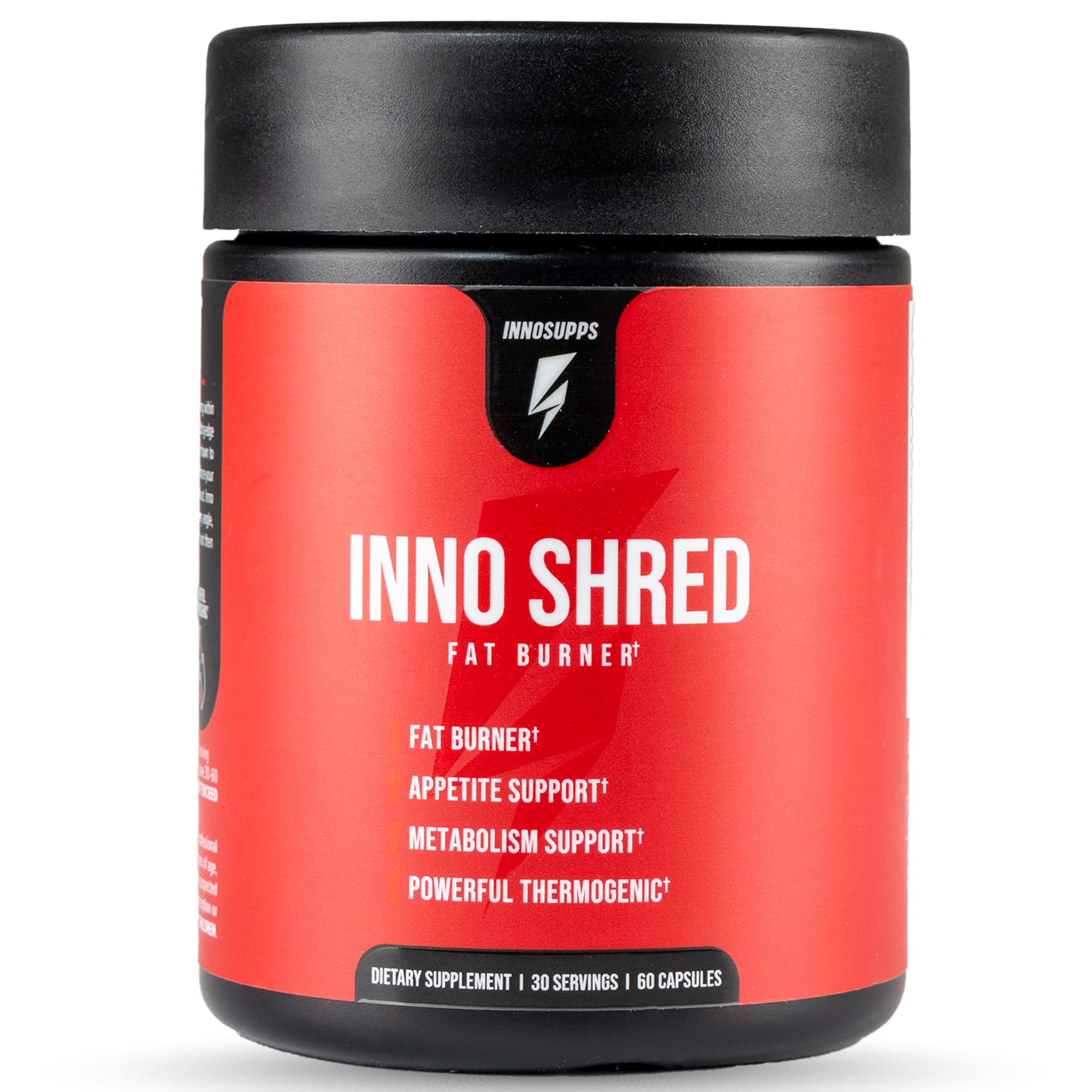 InnoSupps Inno Shred - Day Time Fat Burner | 100mg Capsimax, Grains of Paradise, Organic Caffeine, Green Tea Extract, Appee Suppressant, Weight Loss Support (60 Veggie Capsules) | (with Stimulant)