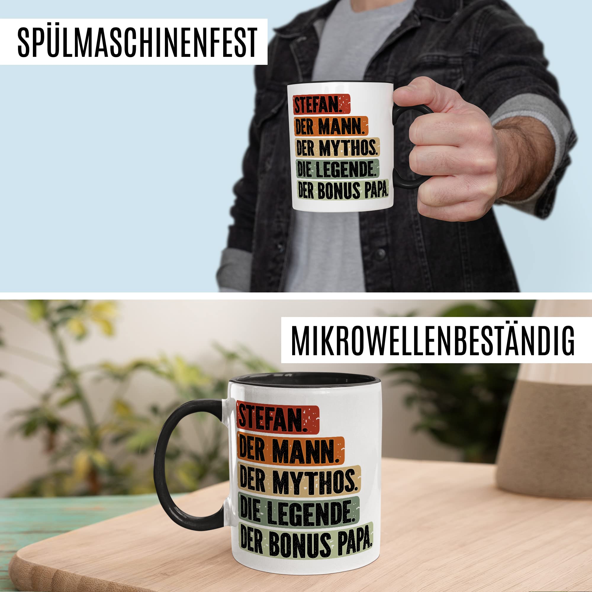 Kaffeetasse Für Bonuspapa – Beidseitig Bedruckt, Spülmaschinenfest, 330 Ml, Geschenk Für Stiefvater
