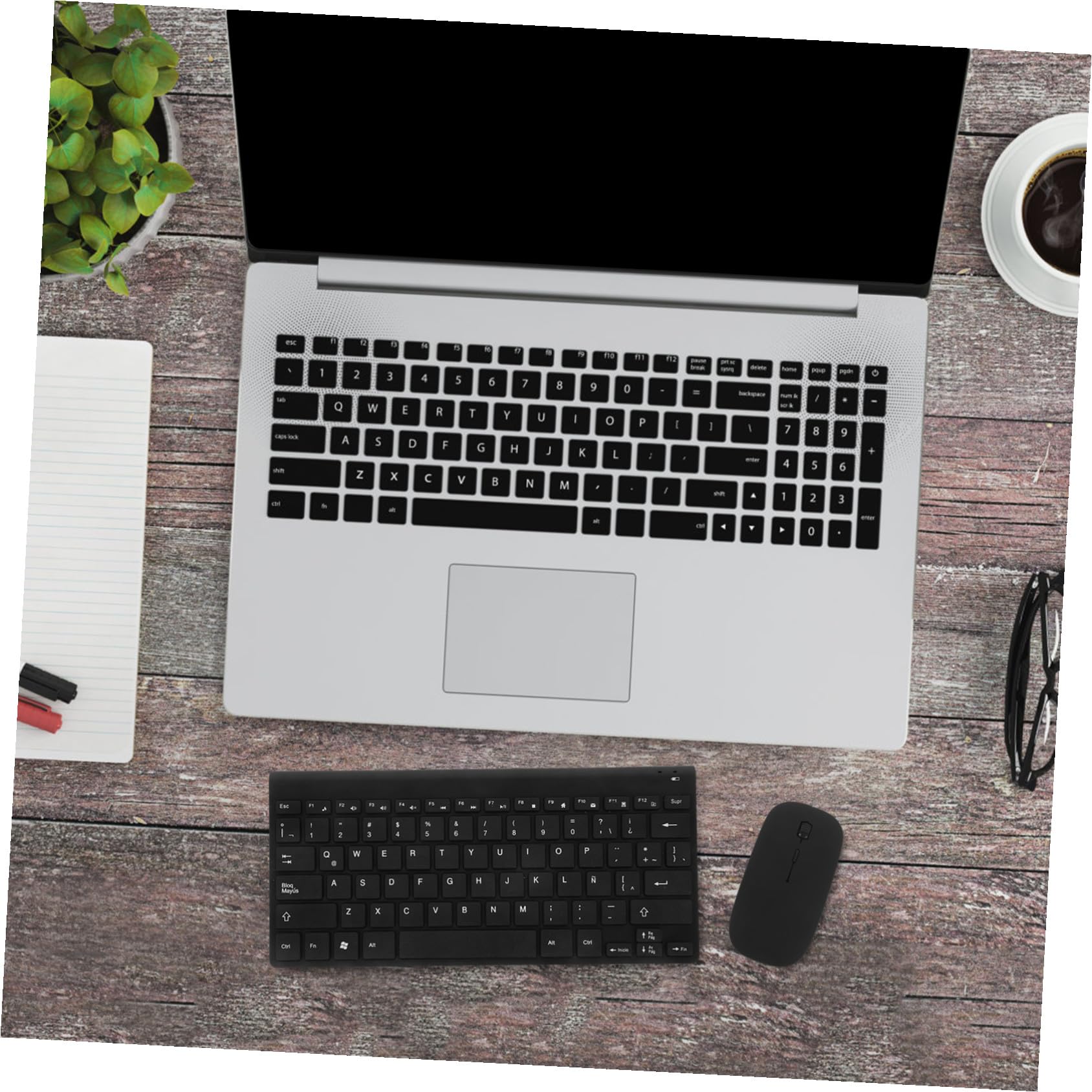 Tastiera Wireless per Computer Layout Spagnolo Latino, Nera