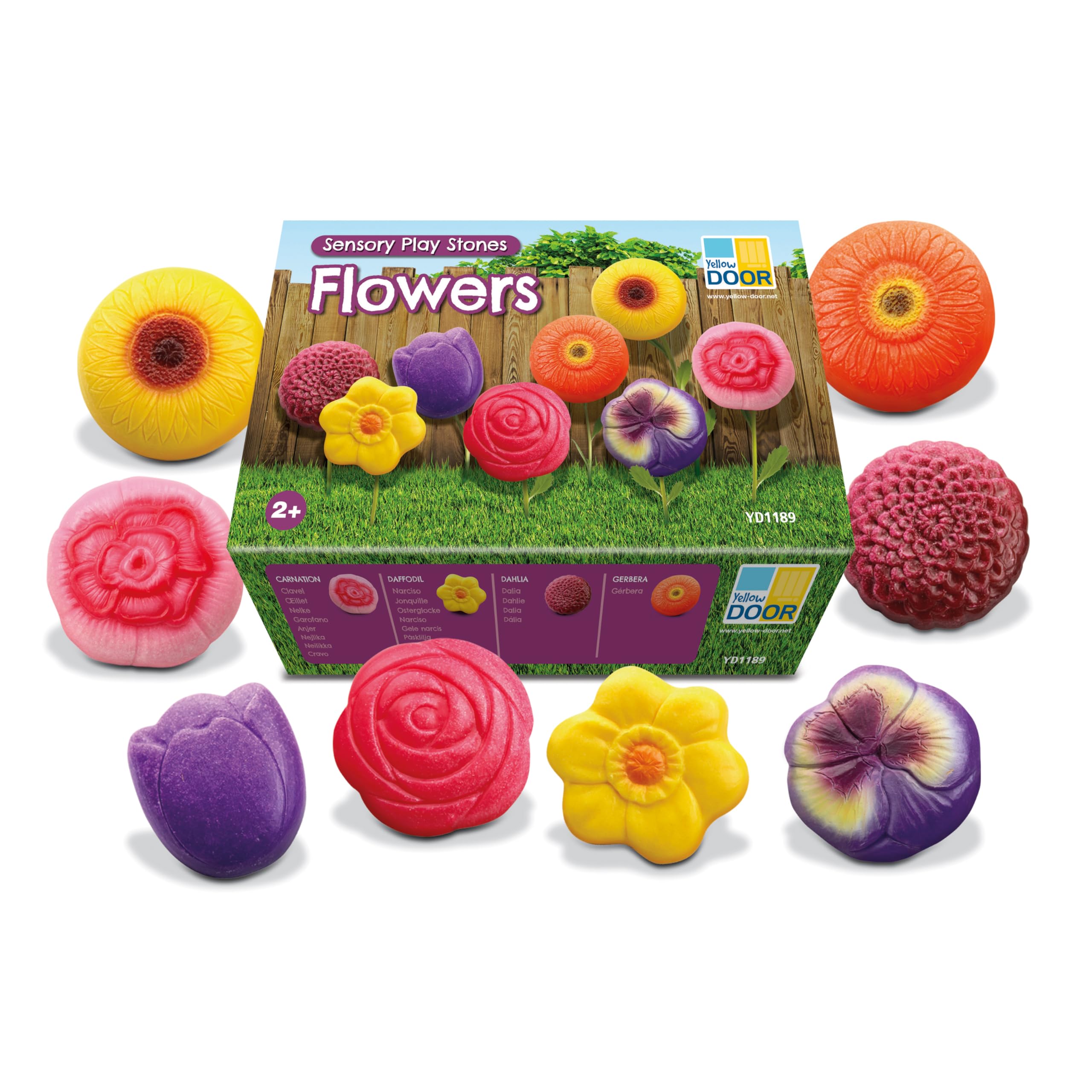 Yellow Door Sensory Play Stones - Flowers, Set of 8