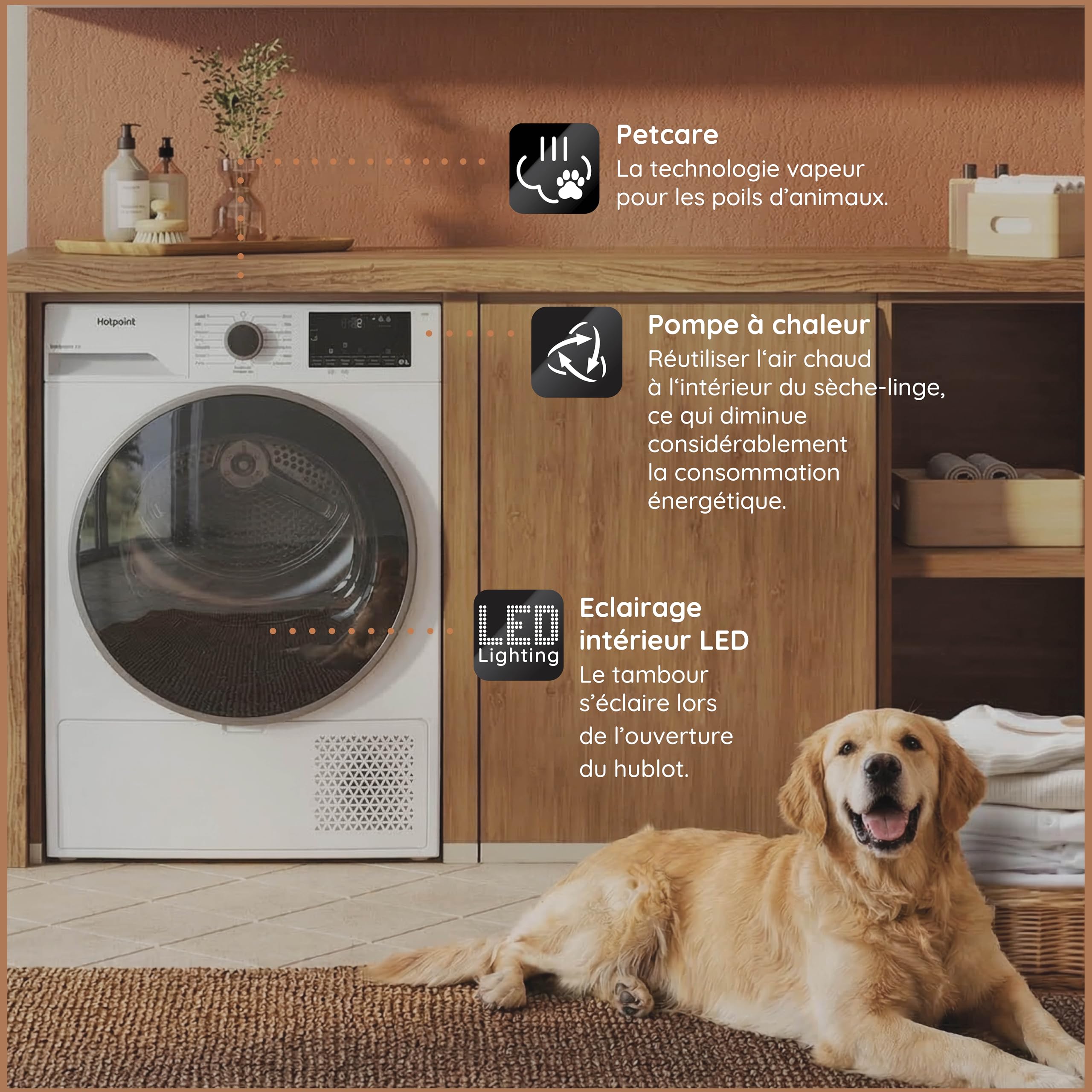 Hotpoint CHD84MWBSEE Sèche-linge Pompe à Chaleur 8 kg Silencieux 64 dB Blanc