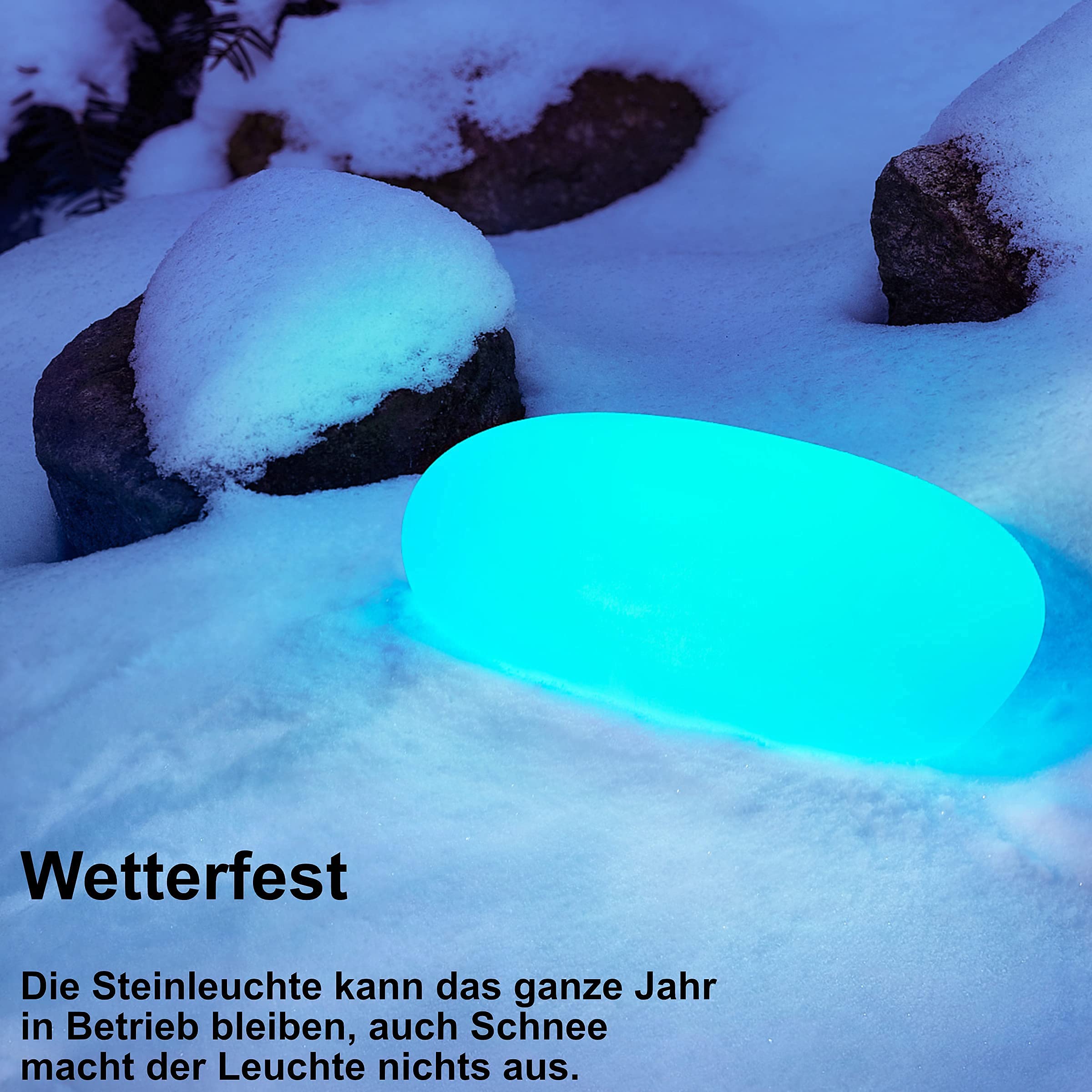 Lampes solaires d'extérieur étanches en forme de pierre et aspect verre dépoli, 8 + 1 couleurs, allumage automatique, lampe d'extérieur sans fil avec fonction RVB, IP67 (50 cm)
