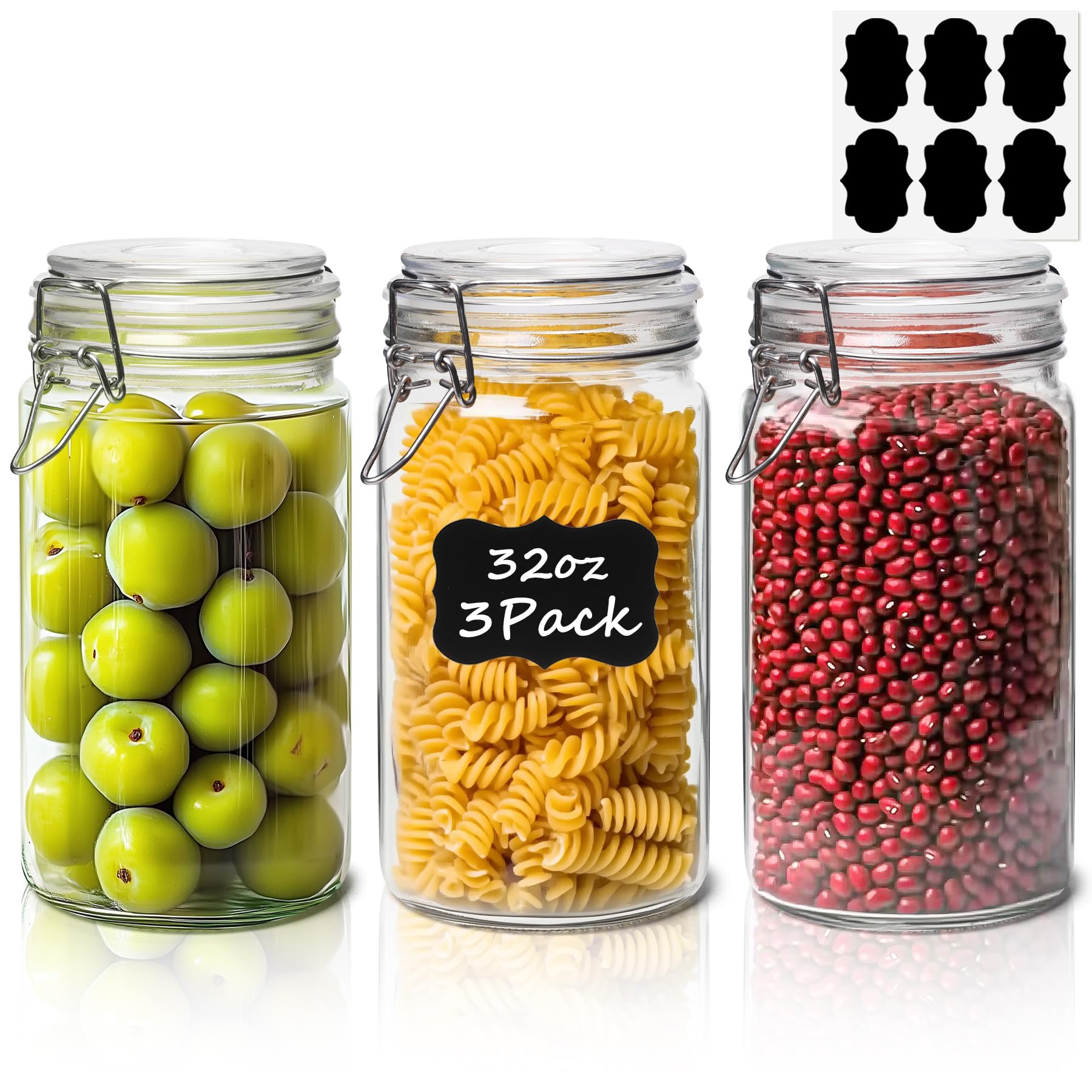ComSaf Glass Jars with Airtight Lid Set of 3
