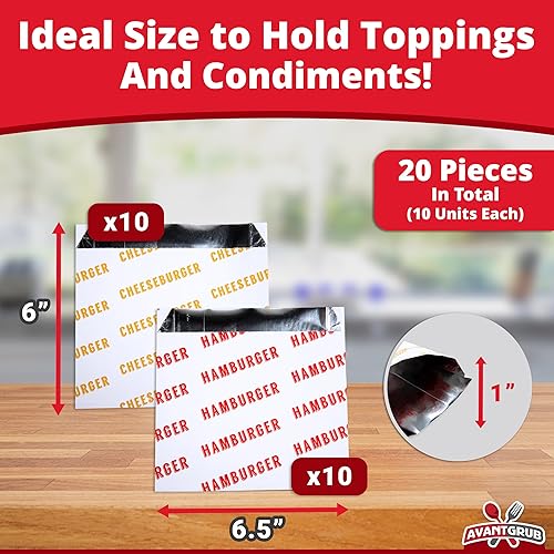 Miniatura 10 de Paquete de 200 envolturas de hamburguesas retro a prueba de grasa, con aislamiento, de calidad profesional y bolsas de hamburguesa de queso sin