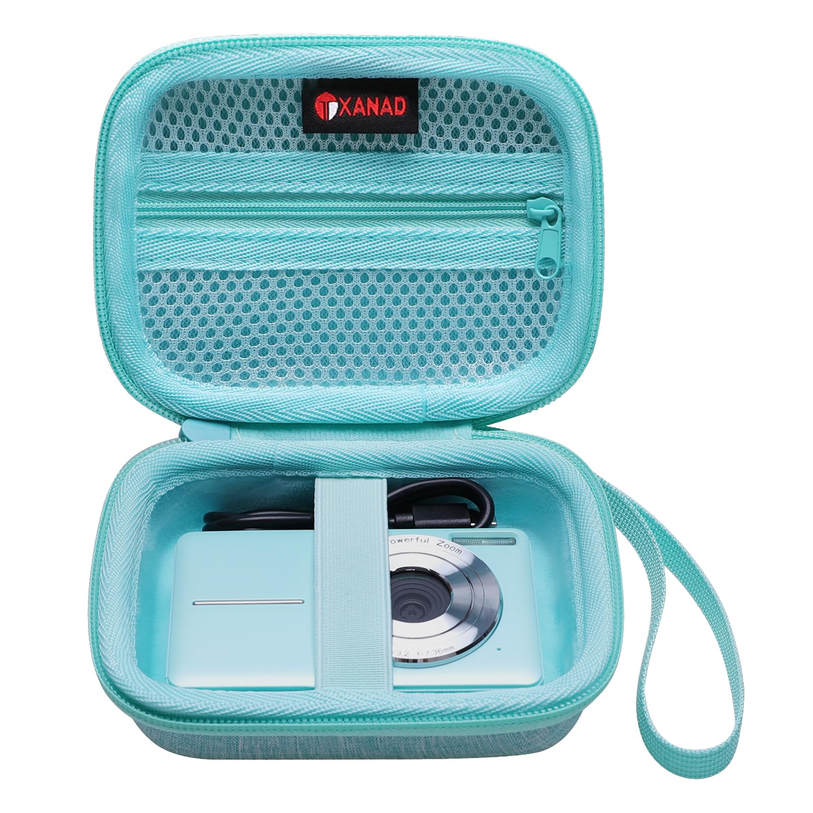 XANAD Digital Camera Case for CAMKORY/KODAK/Lecran/Fleafer/Qumcou/ROQIOO Digital Camera,USB Cable and SD Card(Green)-Internal Dimensions:4.6''x3.5''