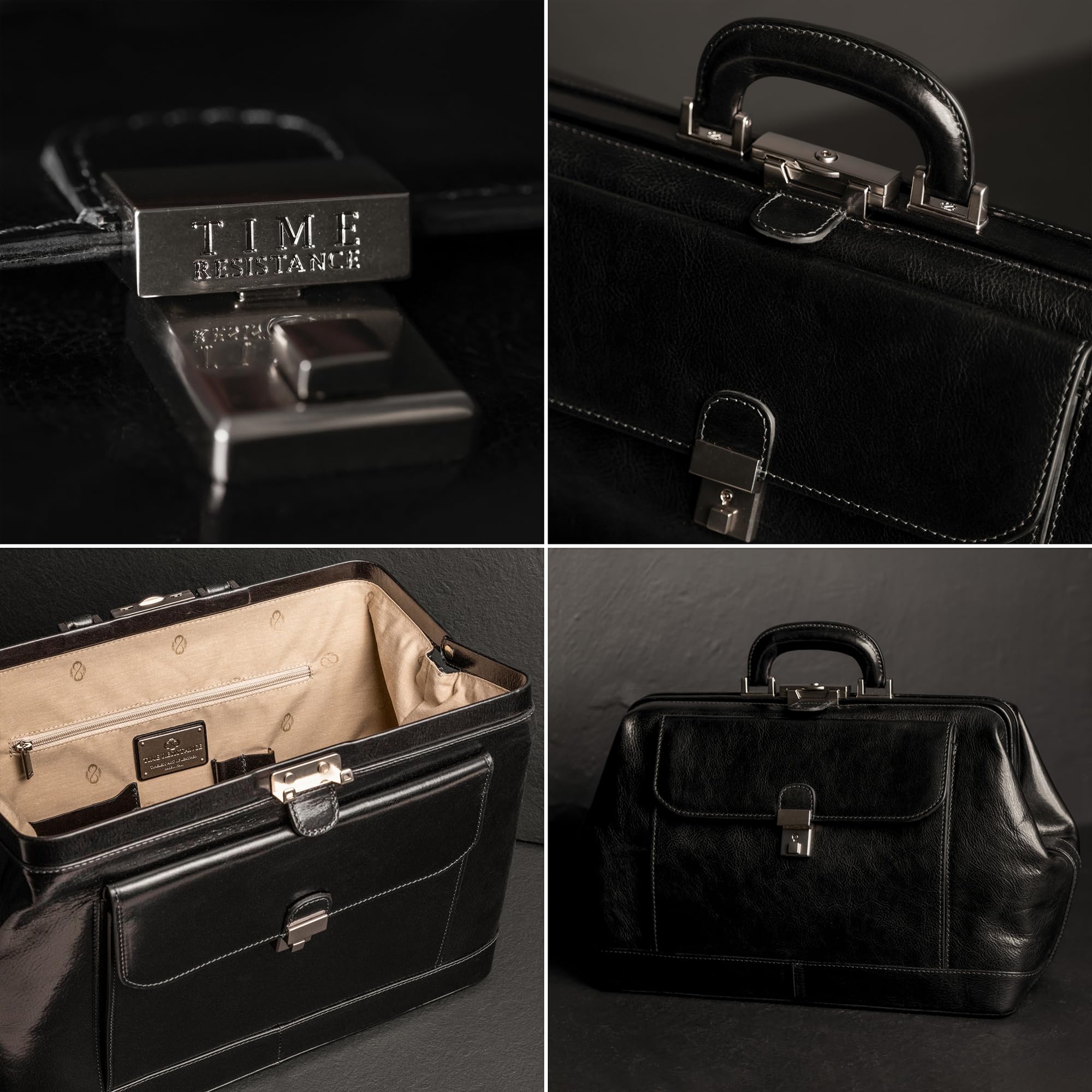 Time Resistance Sac de Médecin en Cuir – Sac à Poignée Supérieure – Mallette Médicale – Sac Gladstone