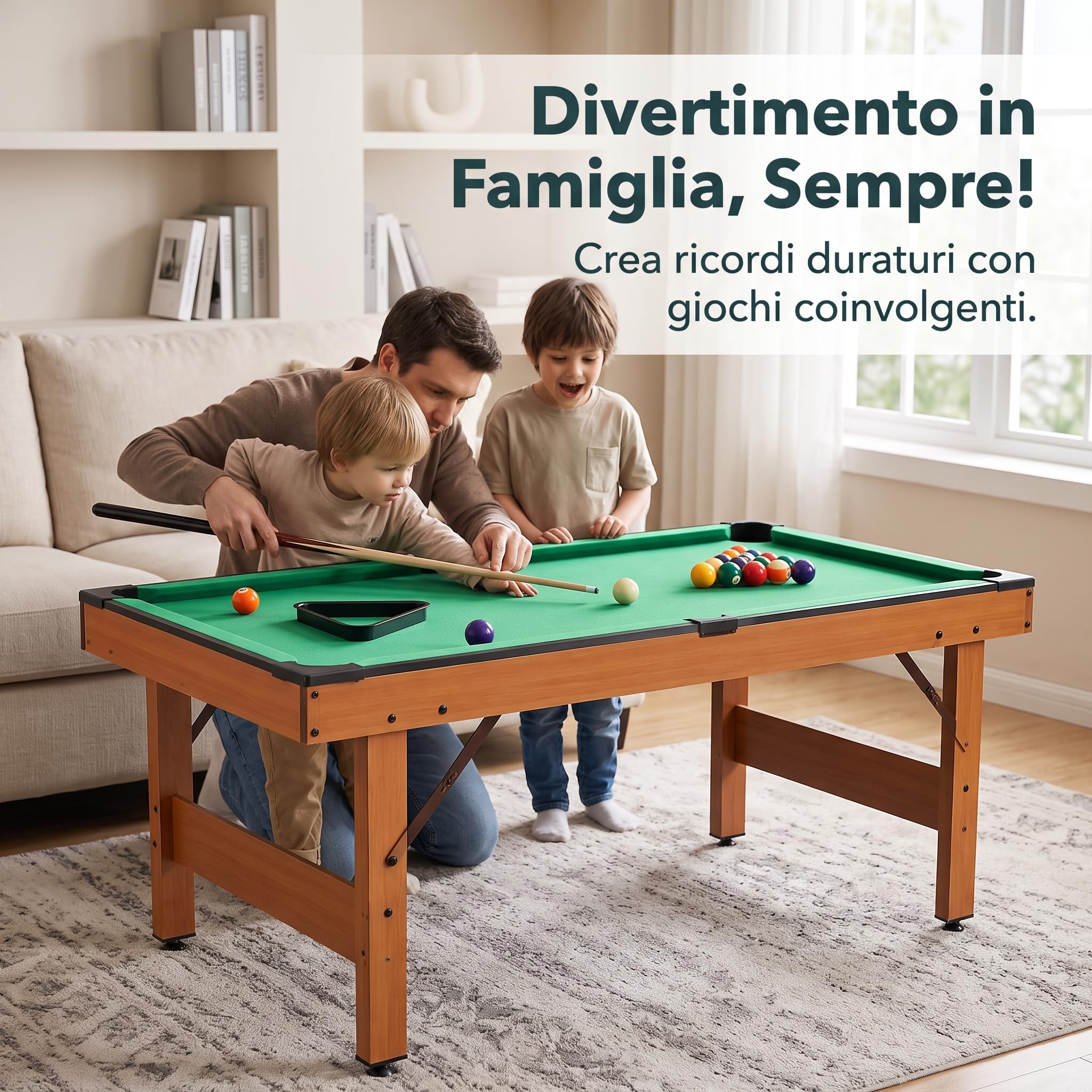 Homyl Tavolo da Biliardo Pieghevole in Legno per Bambini, Mini Tavolo Biliardo con Accessori per Casa