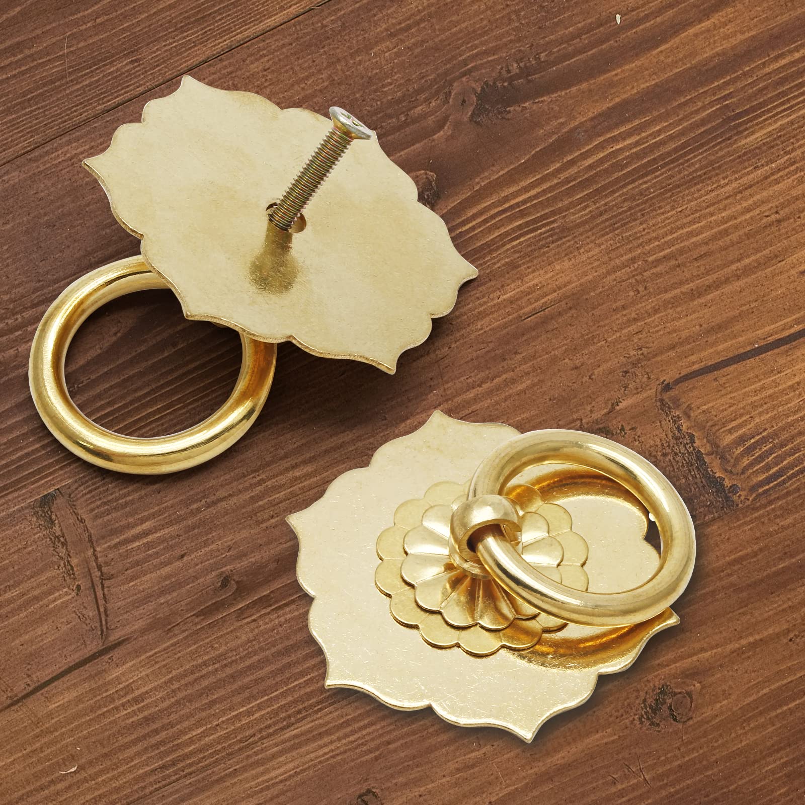 Lot De 4 Poignées De Meuble En Forme De Feuille En Laiton Doré Pour