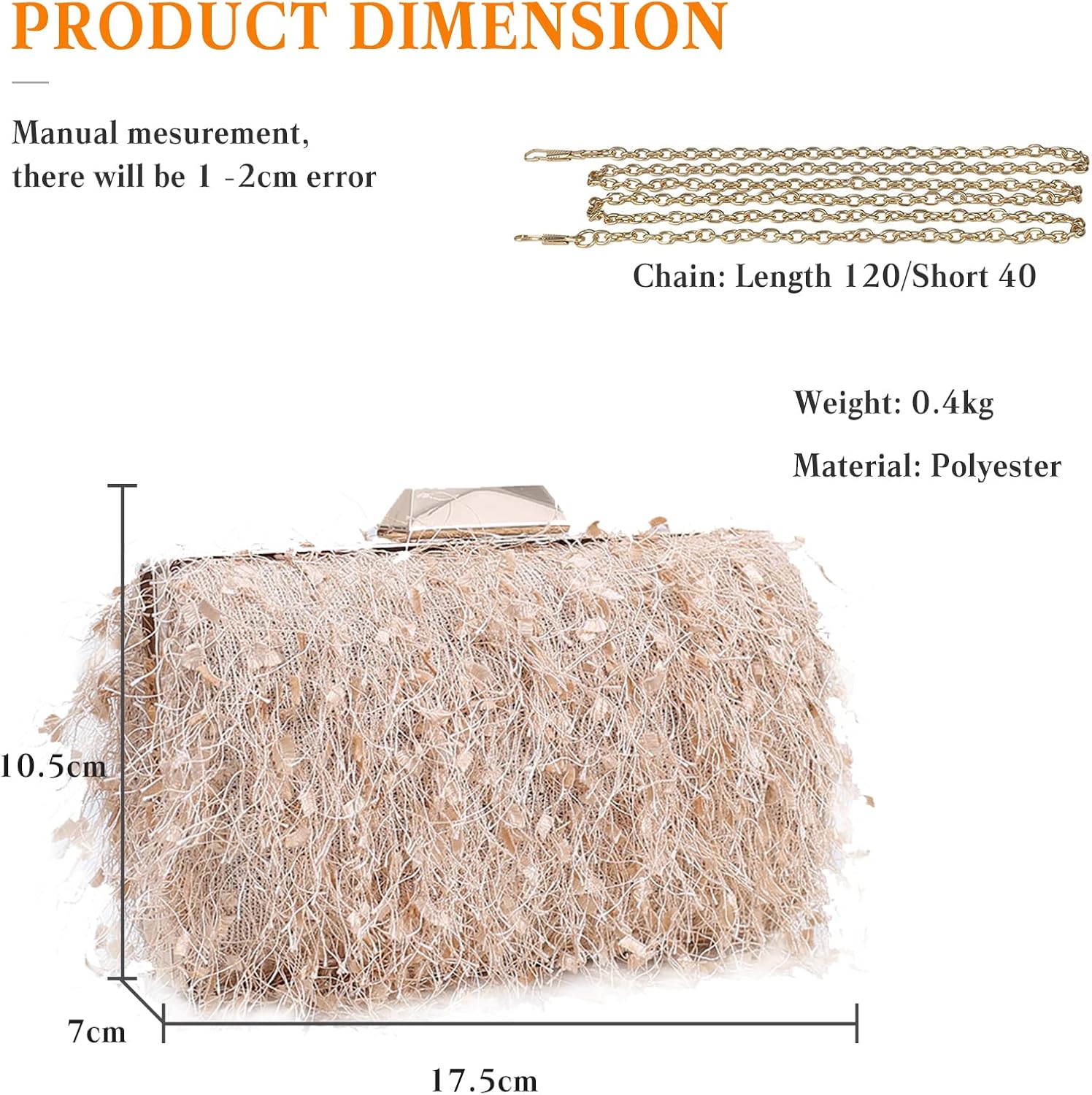 CORIOS Small Clutch Purses for Women Fluffy Evening Bag