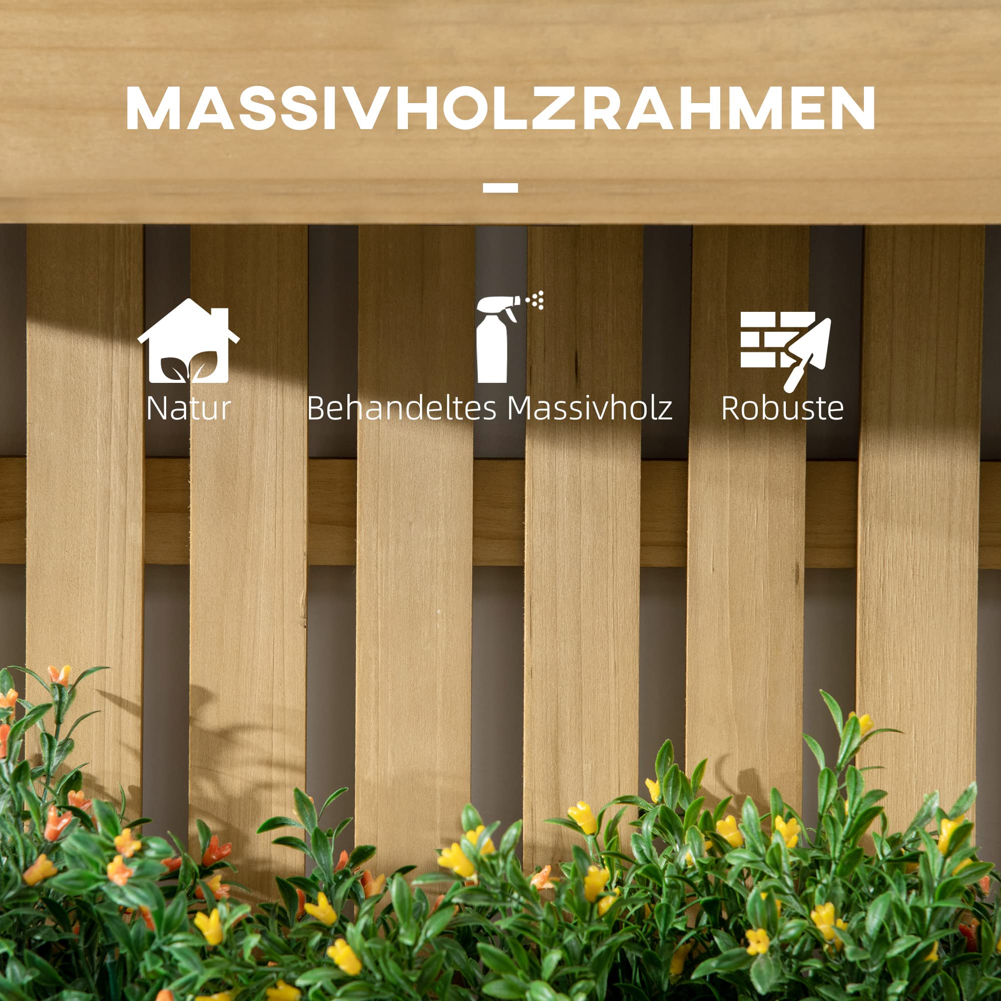 Outsunny Hochbeet mit Verstellbarem Blumenkasten Wand 60x16x80cm Naturholz