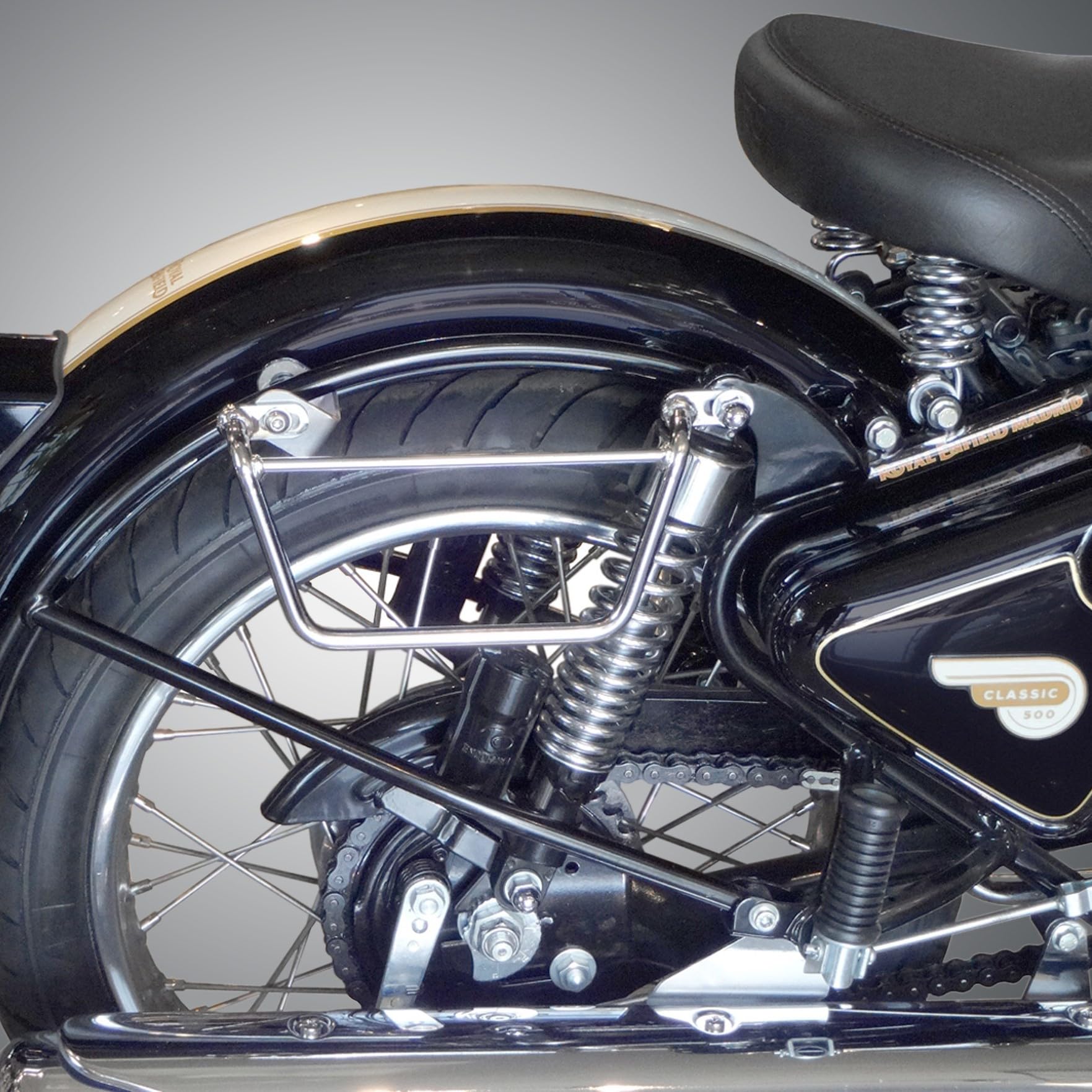Spaan - Paire De Supports Sacoches Latérales klick Fix Compatible avec Royal Enfield Classic 500, Chromé