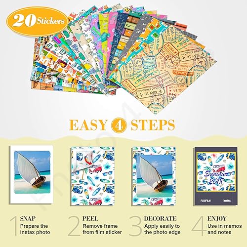 Miniatura 5 de Película instantánea Fujifilm Instax Mini + 20 marcos adhesivos para Fuji Instax Prints - Paquete de viaje - Paquete de lujo