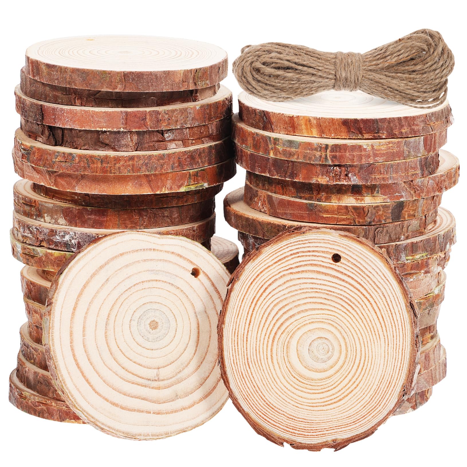 Homoyoyo 50stücke Naturholzscheiben Zum Basteln Ungebohrte Runde Holzkreise Unbehandelte Holzausschnitte Für Diy Handwerk Rustikale Holz Scheiben Zum Malen Und Schnitzen Bastelbedarf Für