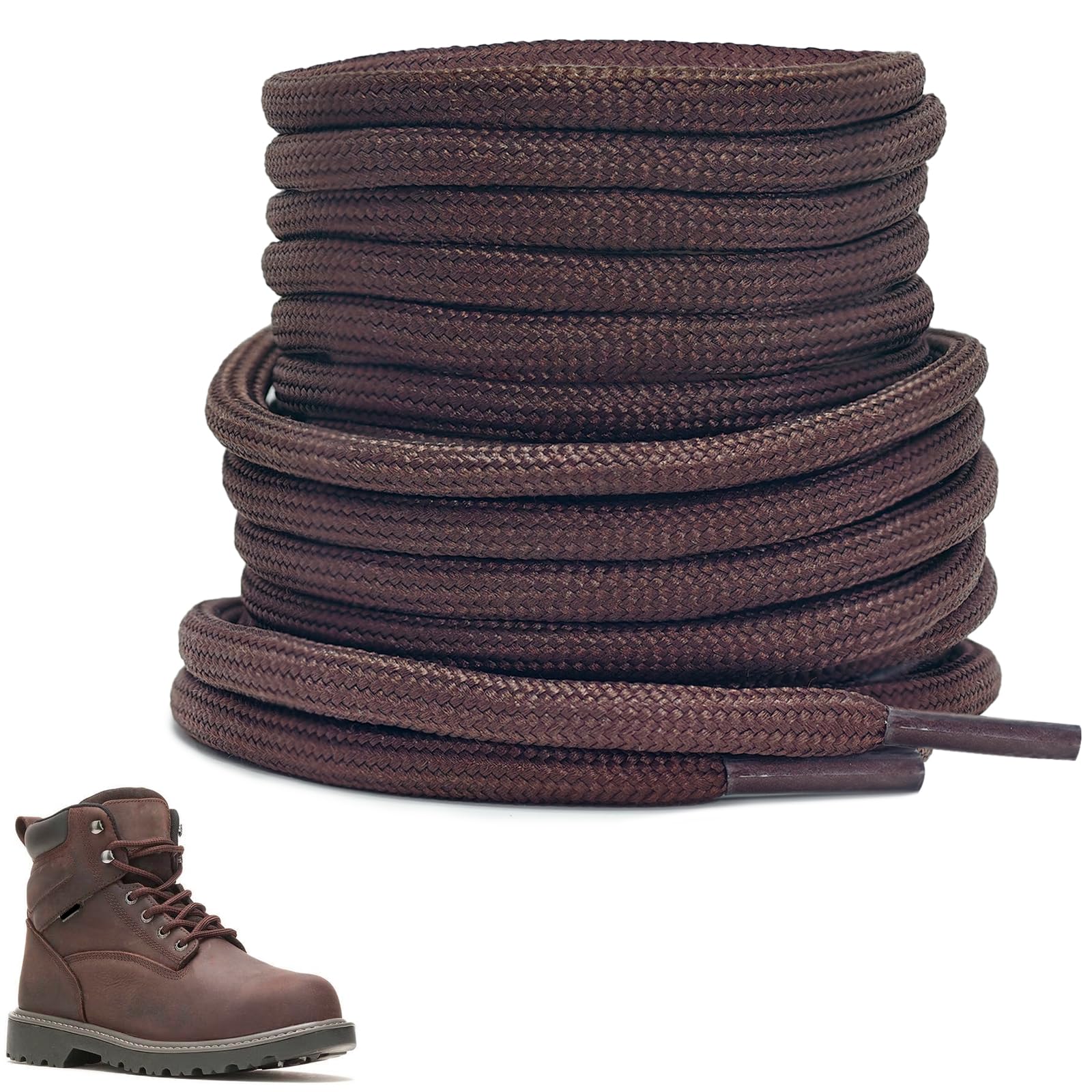NDTEZUGT 3/16'' Boot Laces for Wolverine Waterproof Work, 4.5MM Heavy Duty Round Shoelaces Replacement Shoe Strings