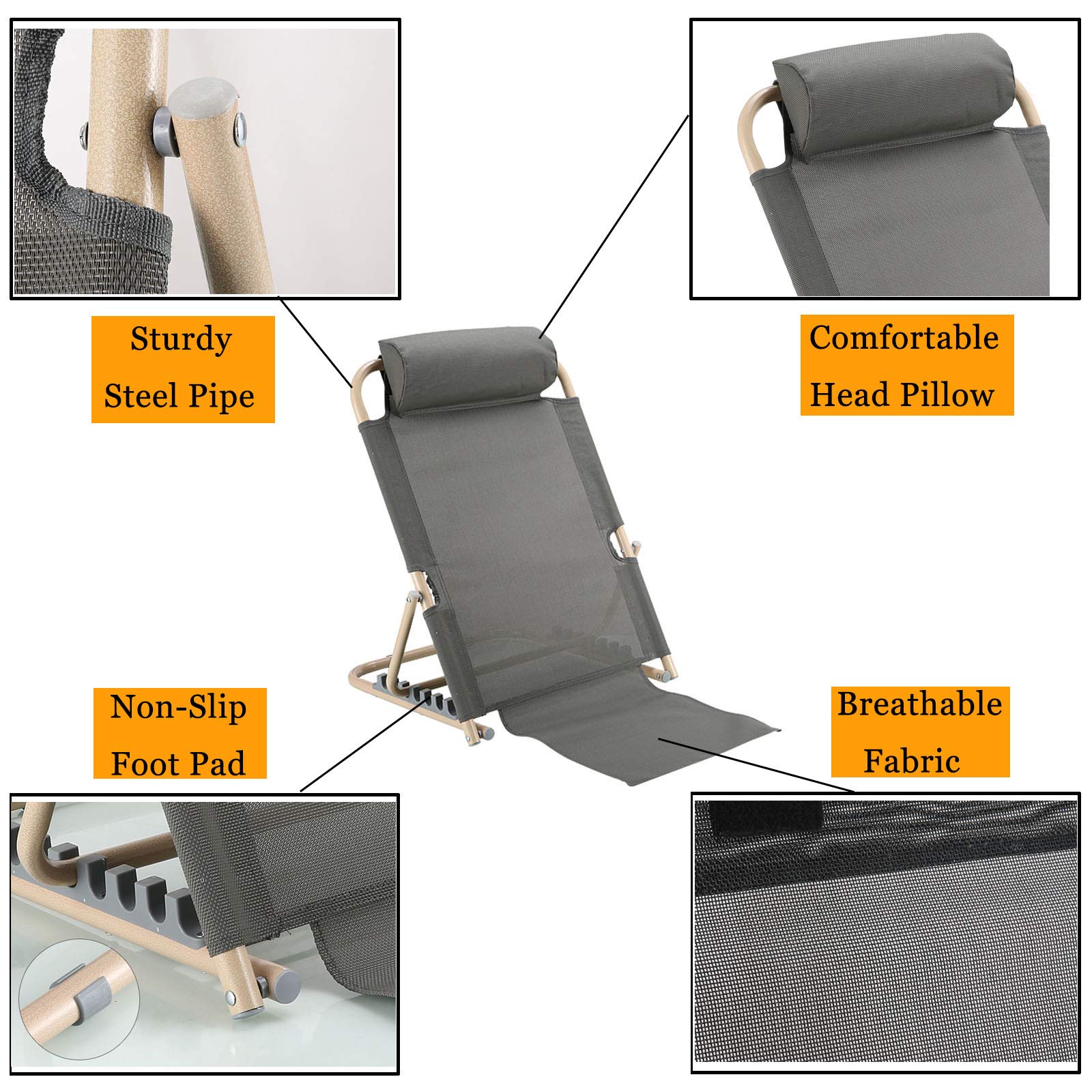 TEmkIn Respaldo reclinable para el Cuidado de la Salud para Ancianos postrados en Cama y Enfermos Marco de Respaldo Plegable Ángulo Ajustable ergonómico, 50x50x72cm