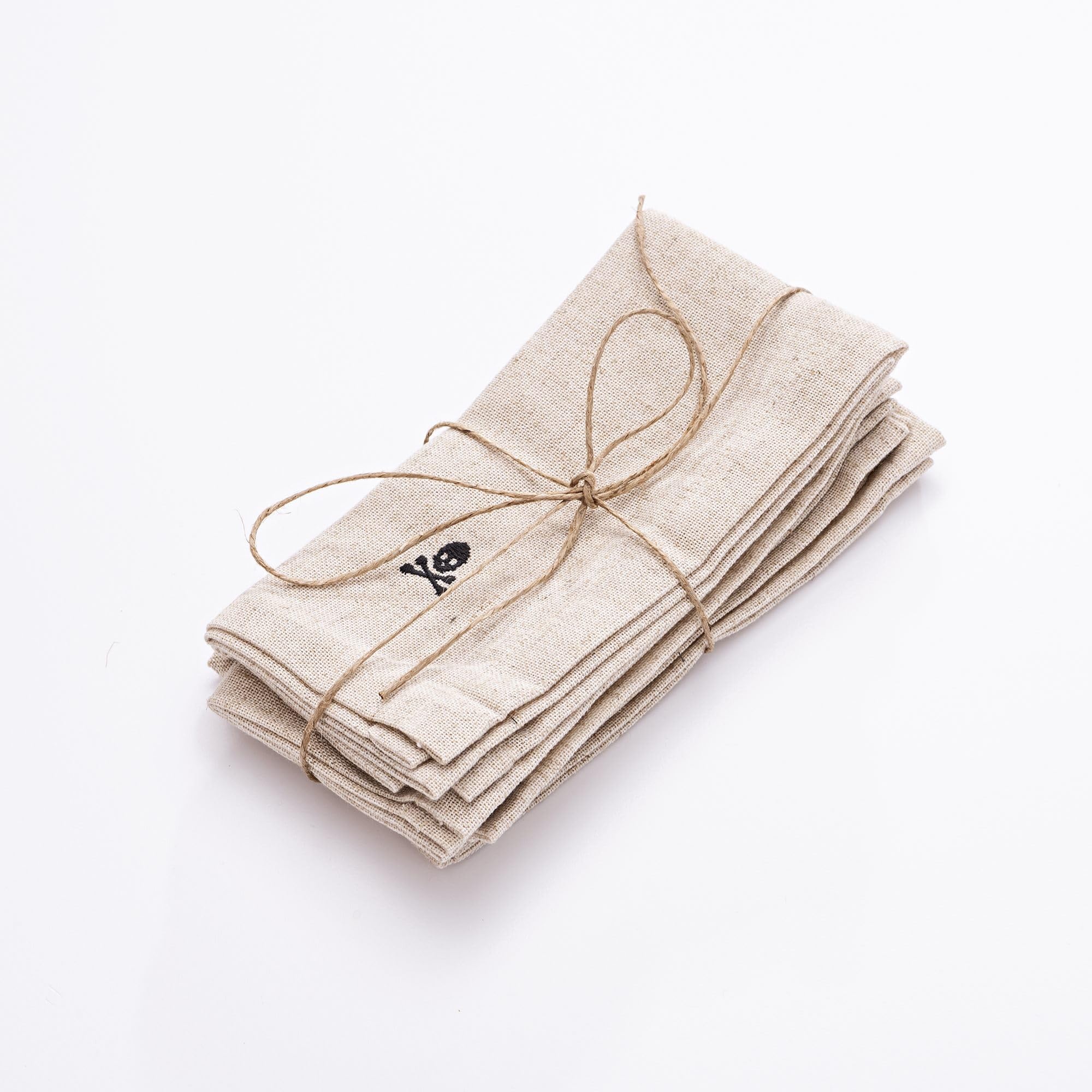Scalpers - Lot de 4 Serviettes 40 x 40 cm en Lin et Polyester 230 g/m² avec Logo brodé